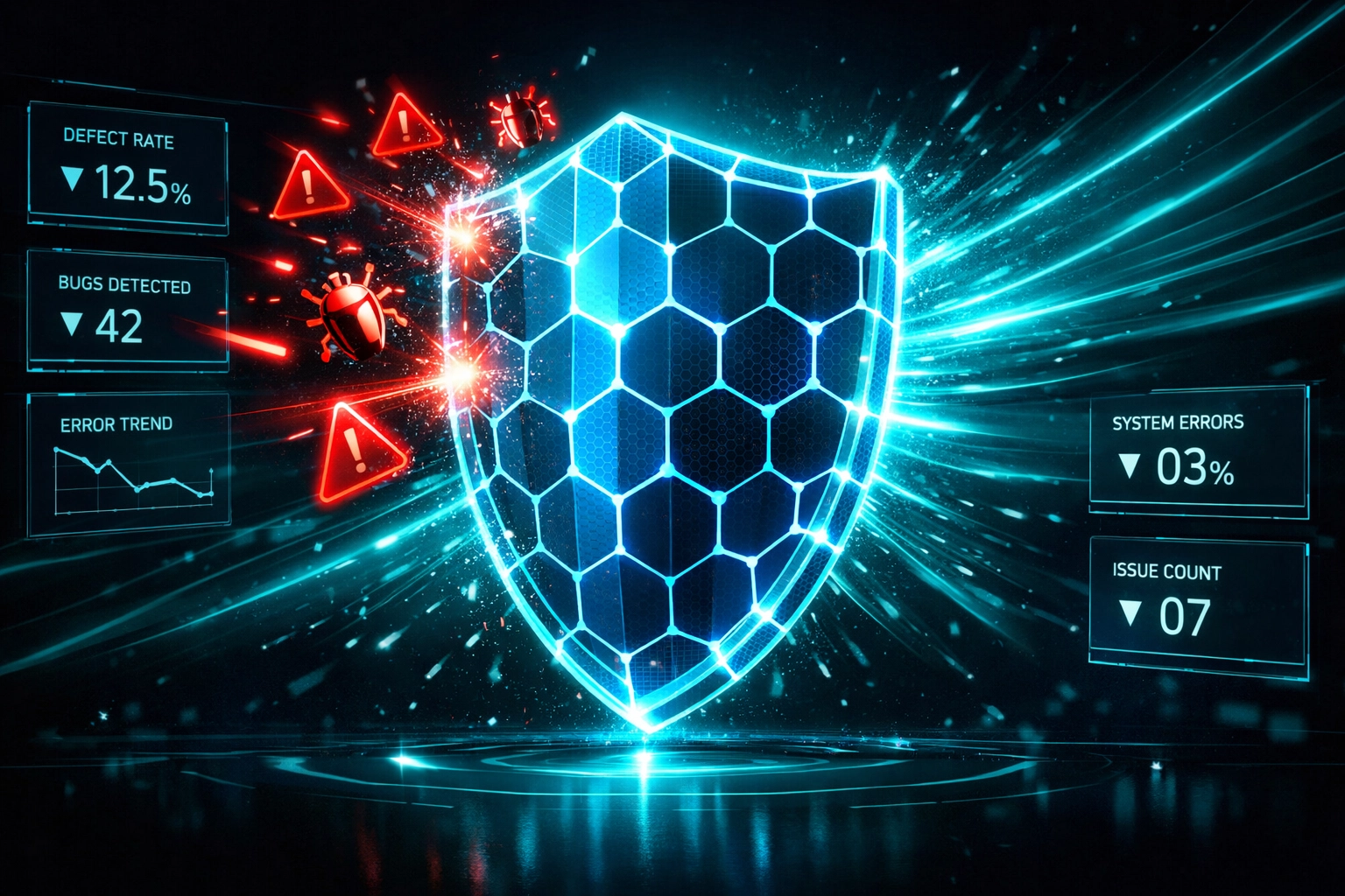 AI-powered defect prevention shield protecting applications from bugs and reducing production issues