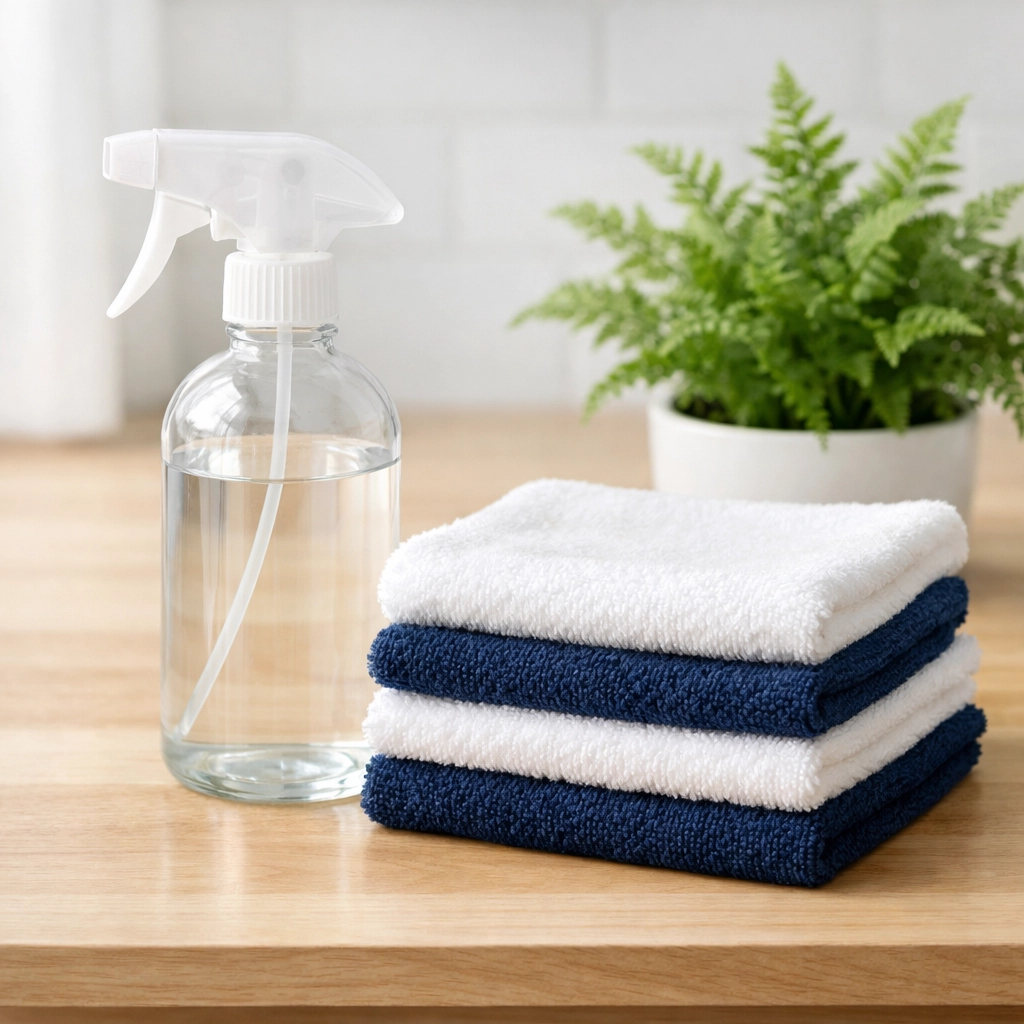 Eco-friendly cleaning supplies and microfiber cloths for safe, non-toxic house cleaning services in Whately.