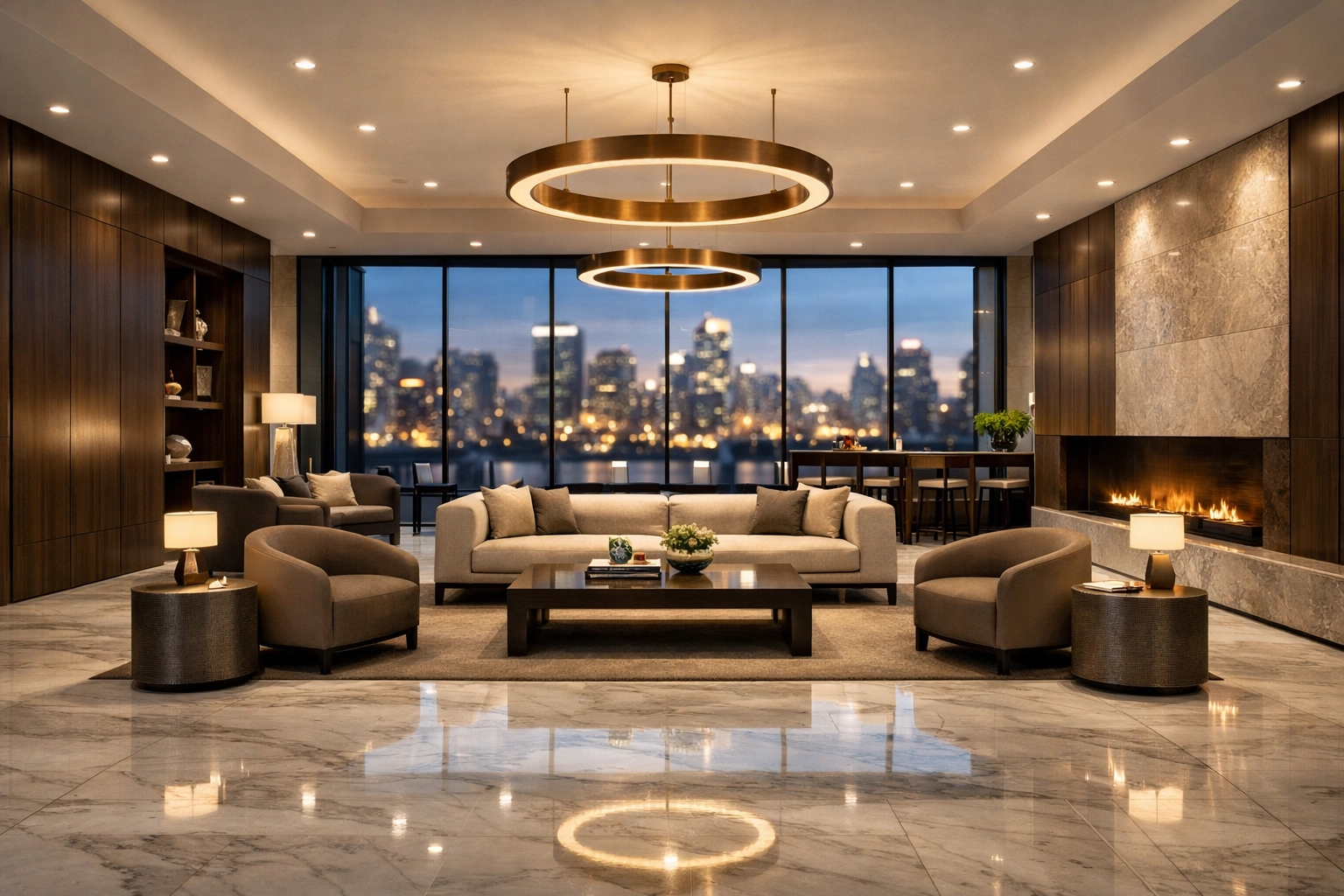 Luxury multi-family building lobby in a Midwest hub, showing the value of recurring cleaning services.