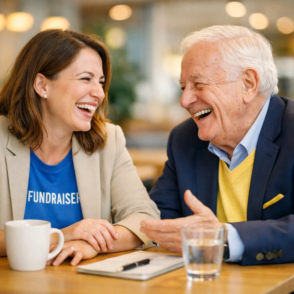 Fundraiser building a personalized relationship with an elderly donor through mission-aligned conversation.