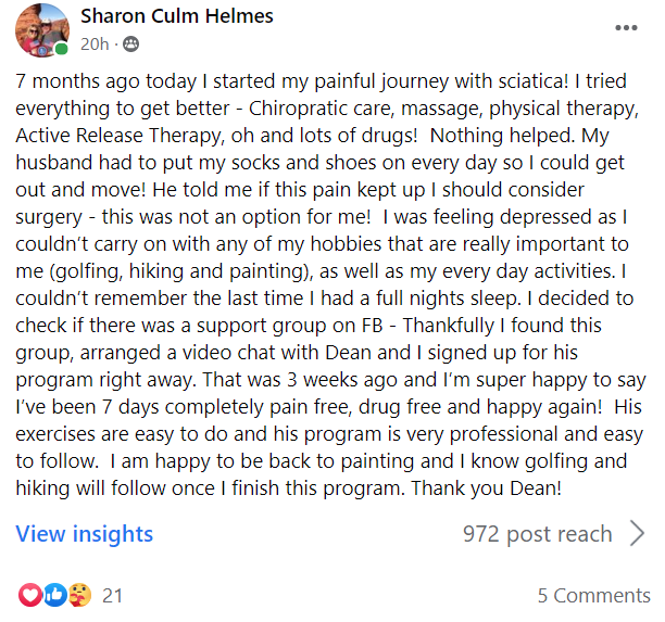Client Testimonial - Sciatica Relief Now