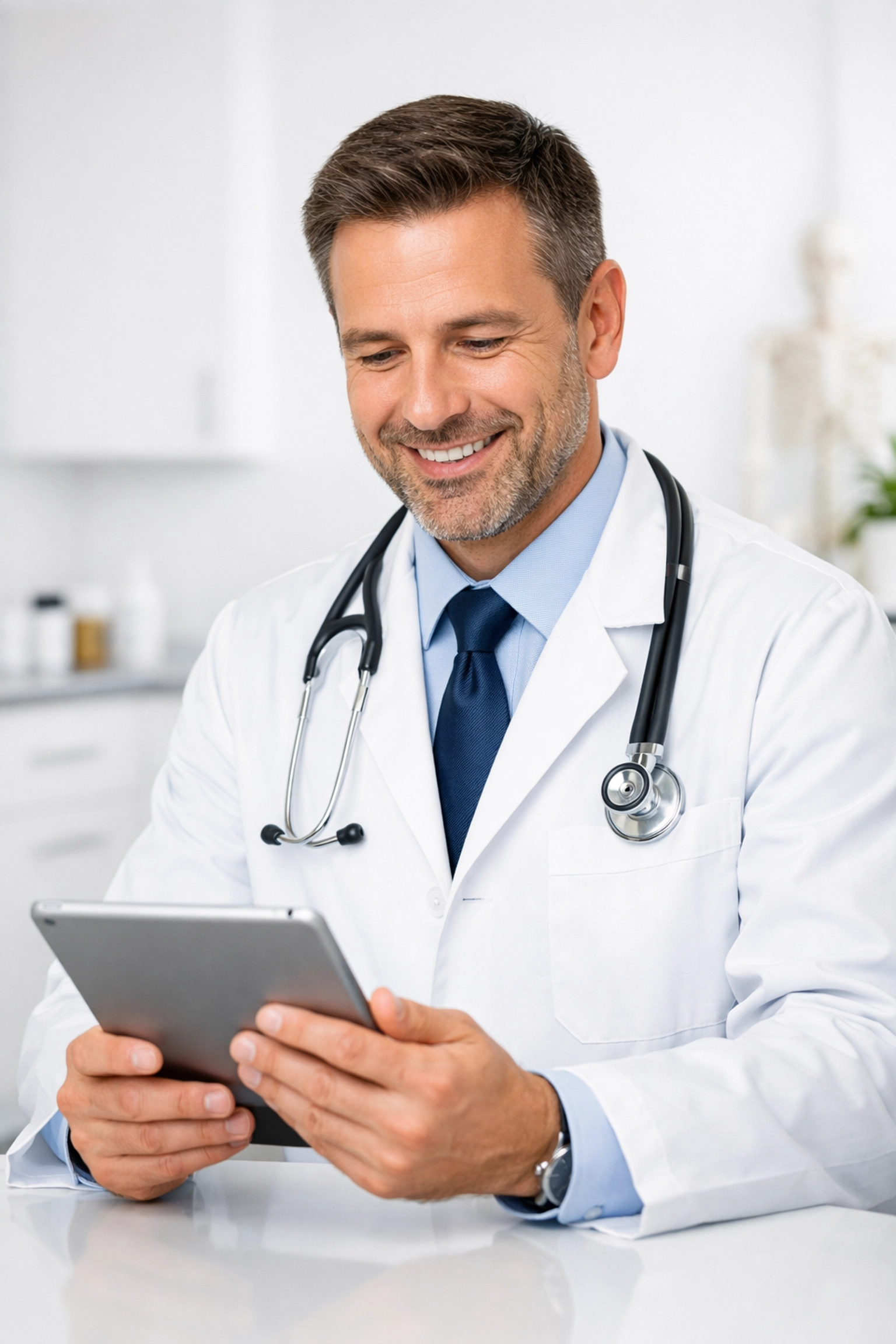 Medical provider in a clinic offering a consultation for Wegovy and Ozempic weight loss alternatives.