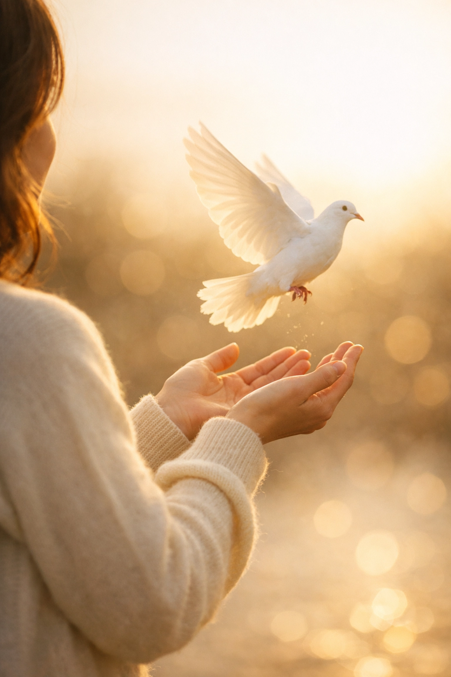 Woman releasing bird symbolizing freedom from people-pleasing and building self-worth