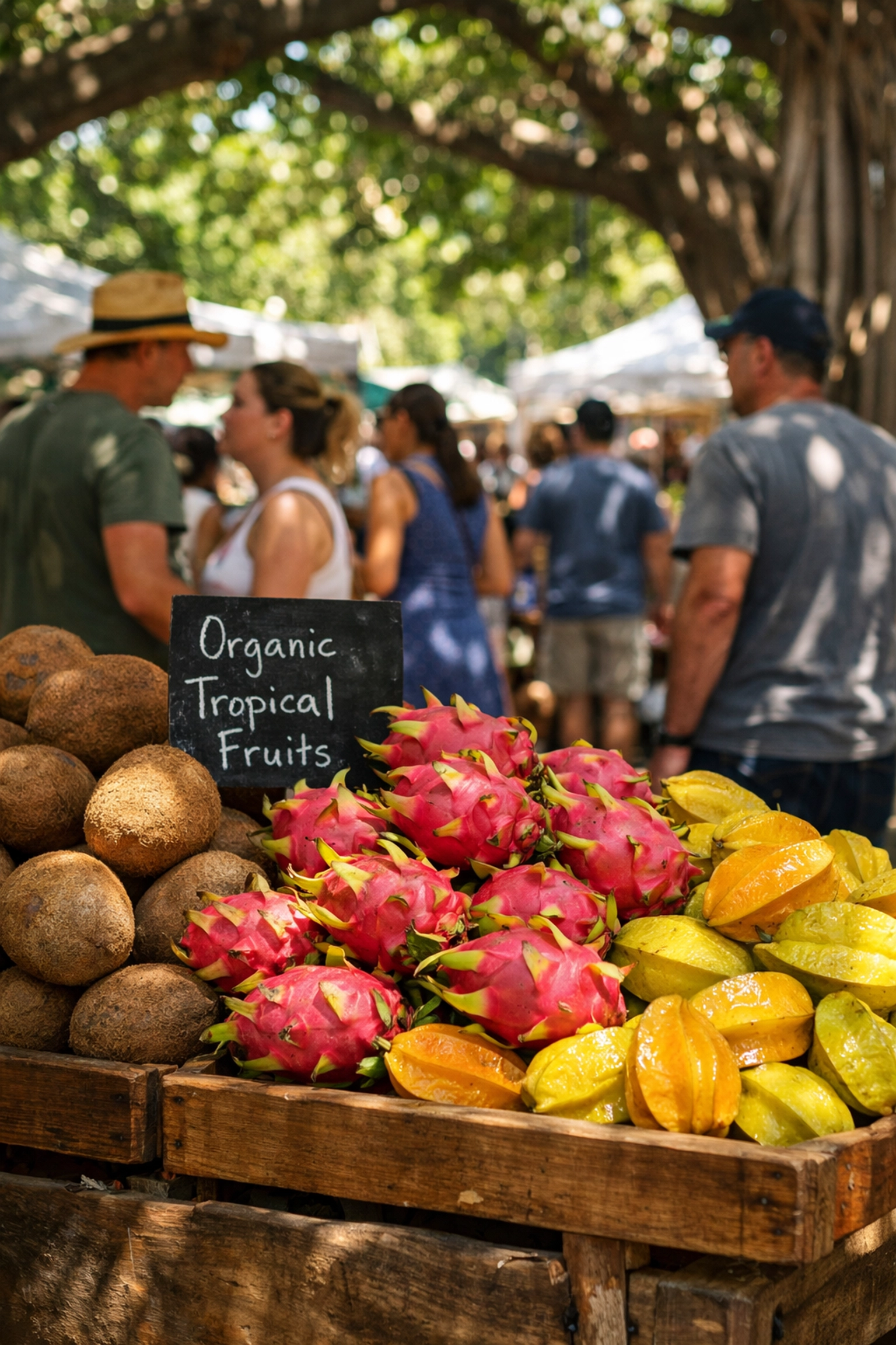 Coconut Grove Farmers Market tropical fruit stall, a local Miami hidden gem experience