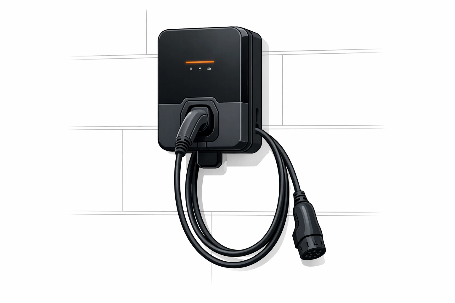 Moderne E-Auto Ladestation (Wallbox) installiert durch den Elektriker Fachbetrieb in Wien.