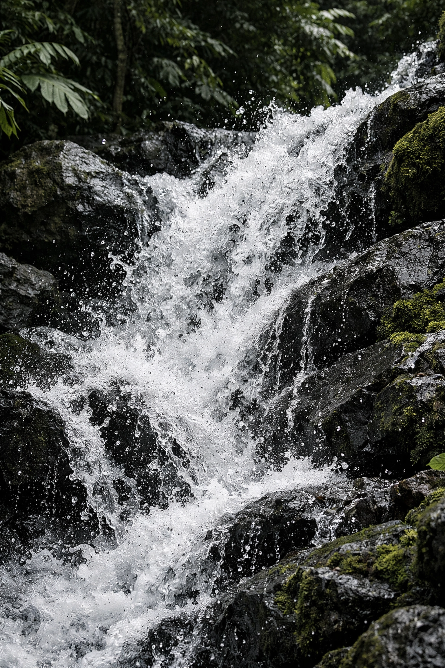 Freezing water movement with fast shutter speed using manual mode for dynamic nature shots.