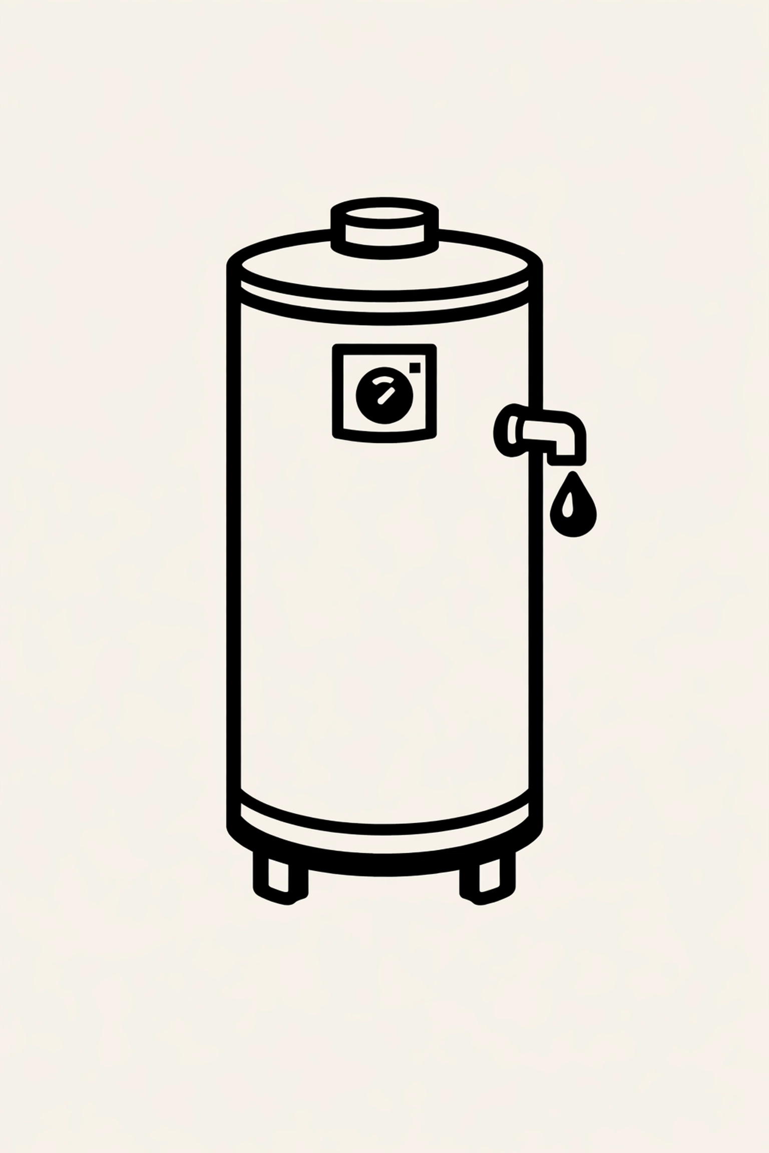 Simple graphic showing a leaking water heater relief valve in need of repair.