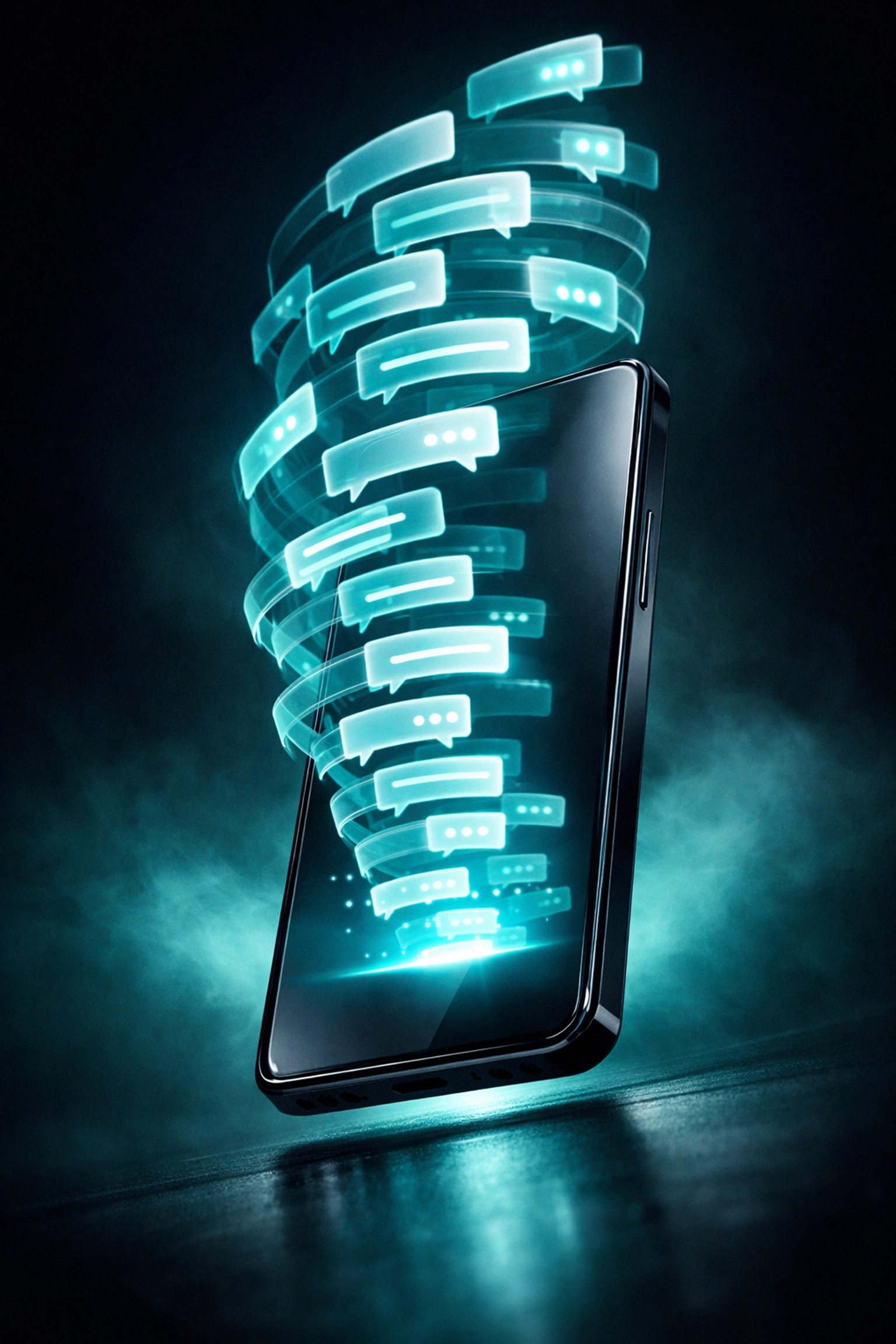 Smartphone with automated messaging bubbles representing social media DM automation for lead generation.