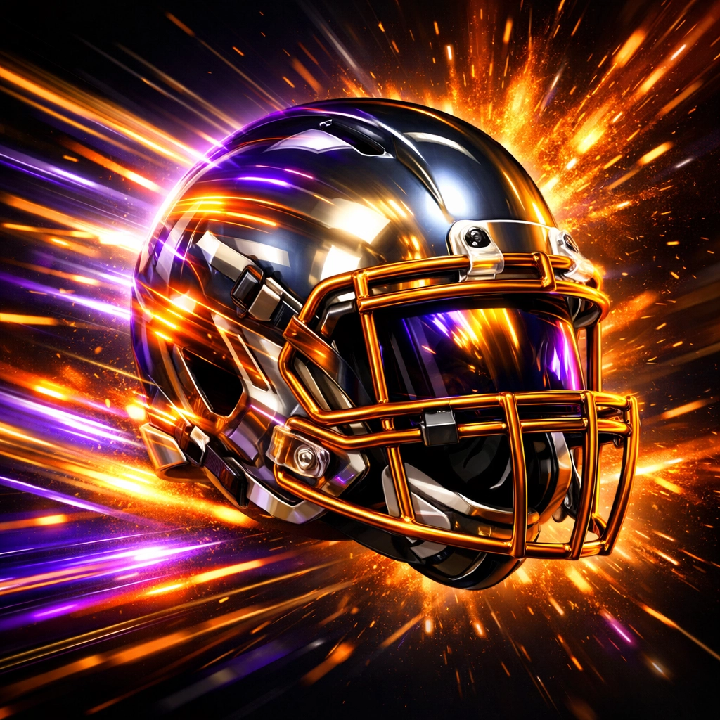 Football helmet with motion effects representing 2026 transfer portal speed competition