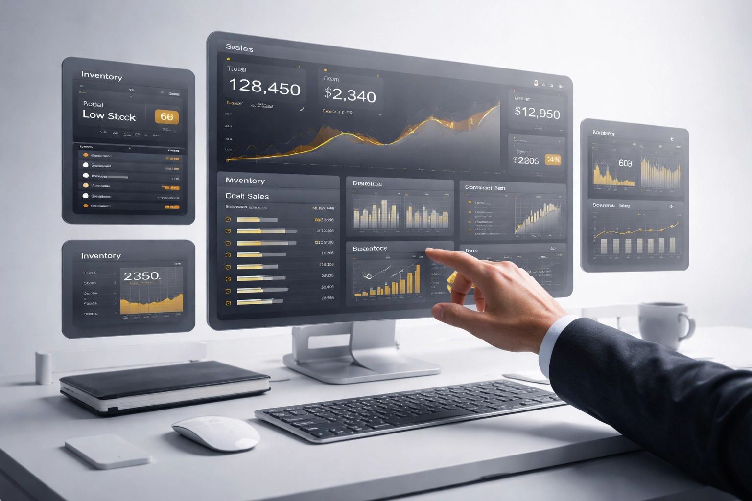 Modern command center dashboard highlighting Amazon account management data and performance metrics