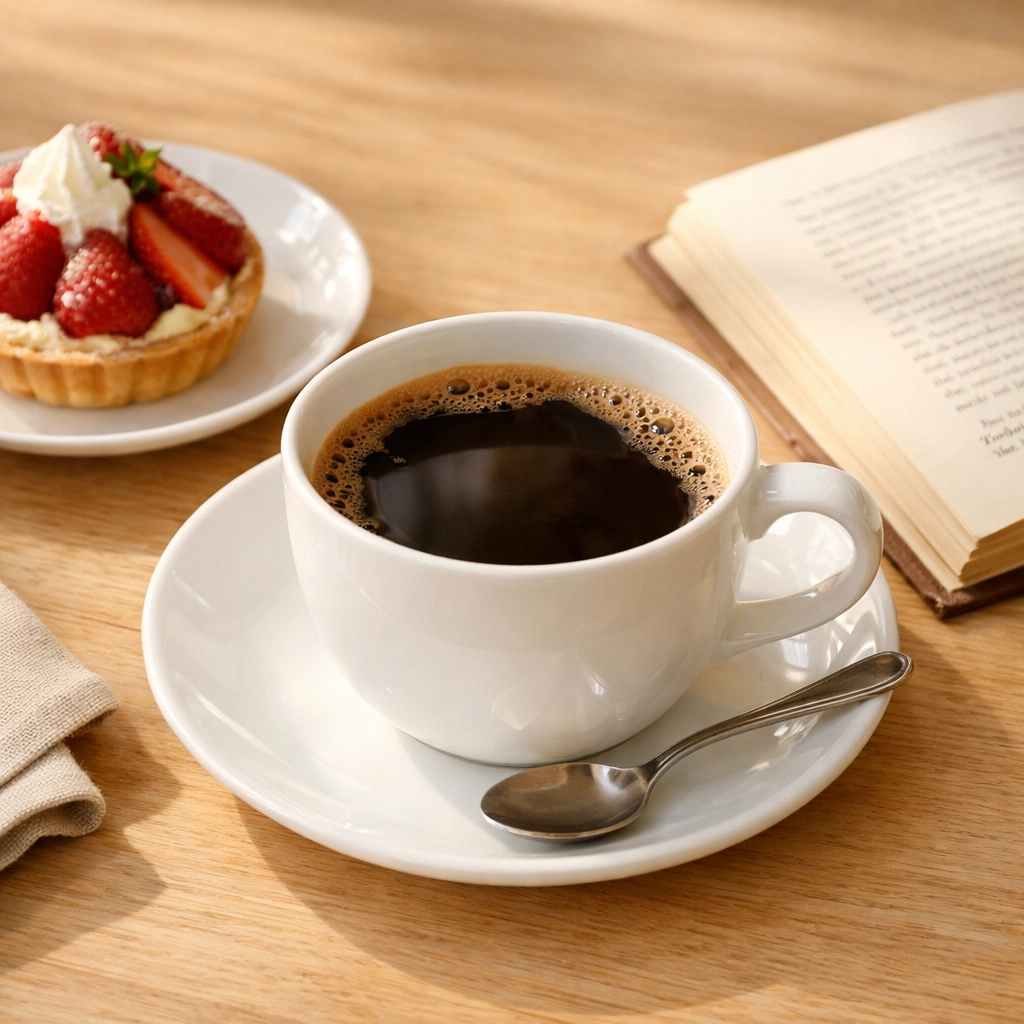 Cup of freshly brewed decaf coffee for a peaceful afternoon break