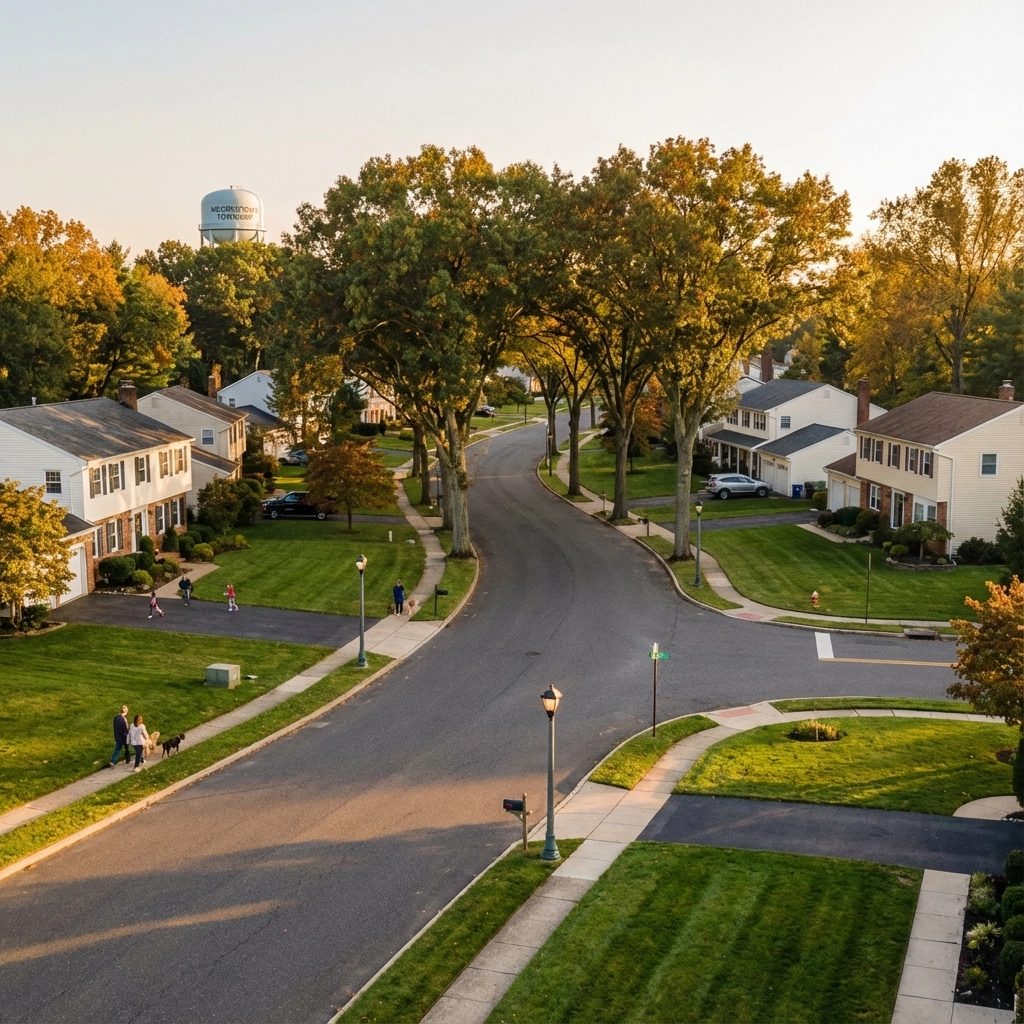 A charming street in a desirable Moorestown neighborhood, illustrating low inventory
