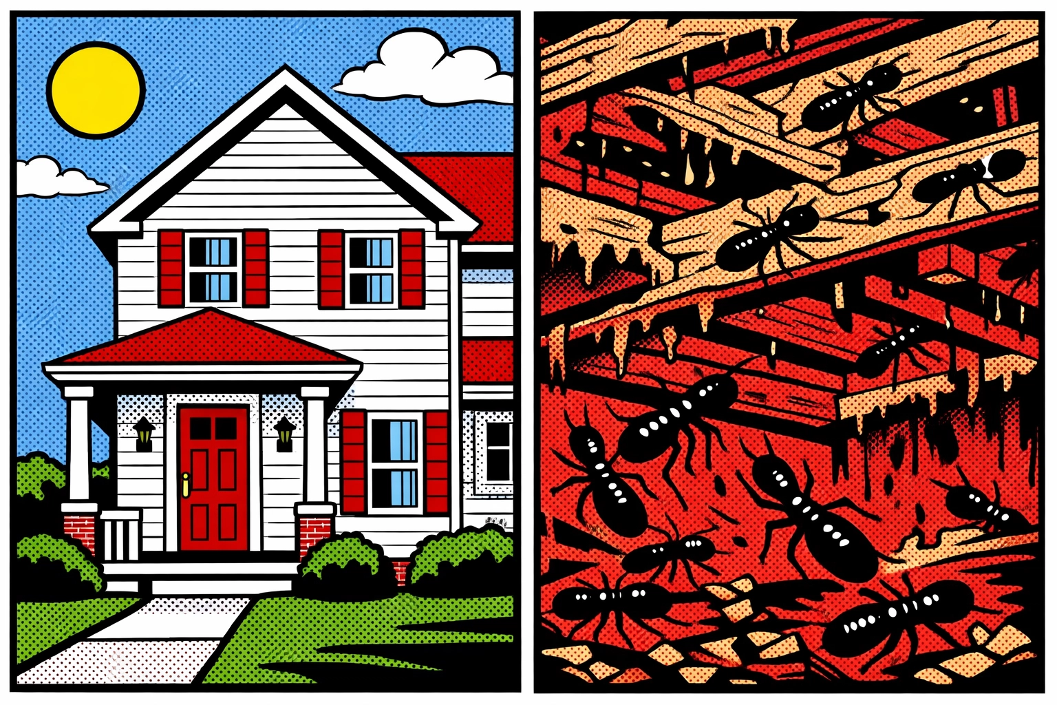 Hidden termite damage inside home walls and wood beams in Alabama