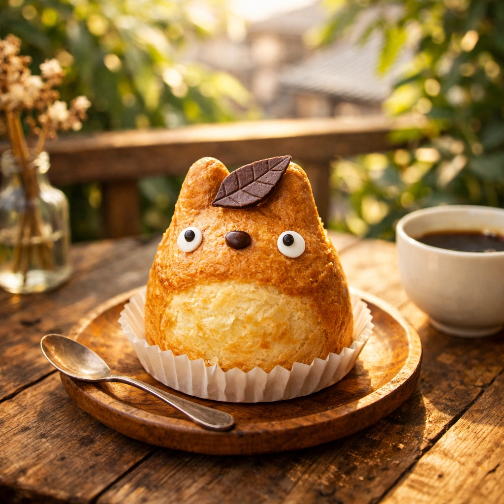 An iconic Totoro cream puff from a bakery in the trendy Shimo-kitazawa neighborhood of Tokyo.