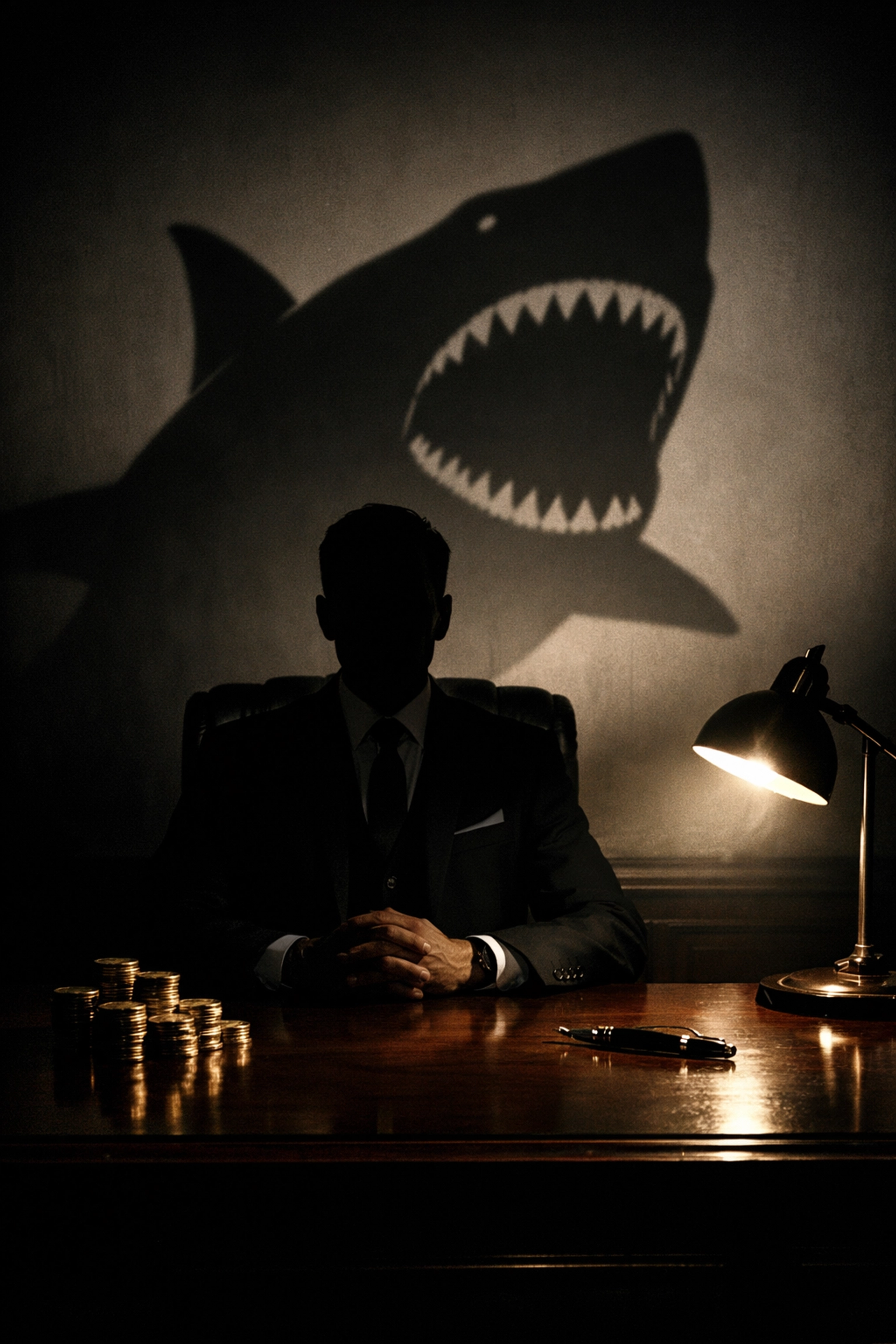Predatory claim shark shadow looming over a veteran's supplemental claim VA application process.