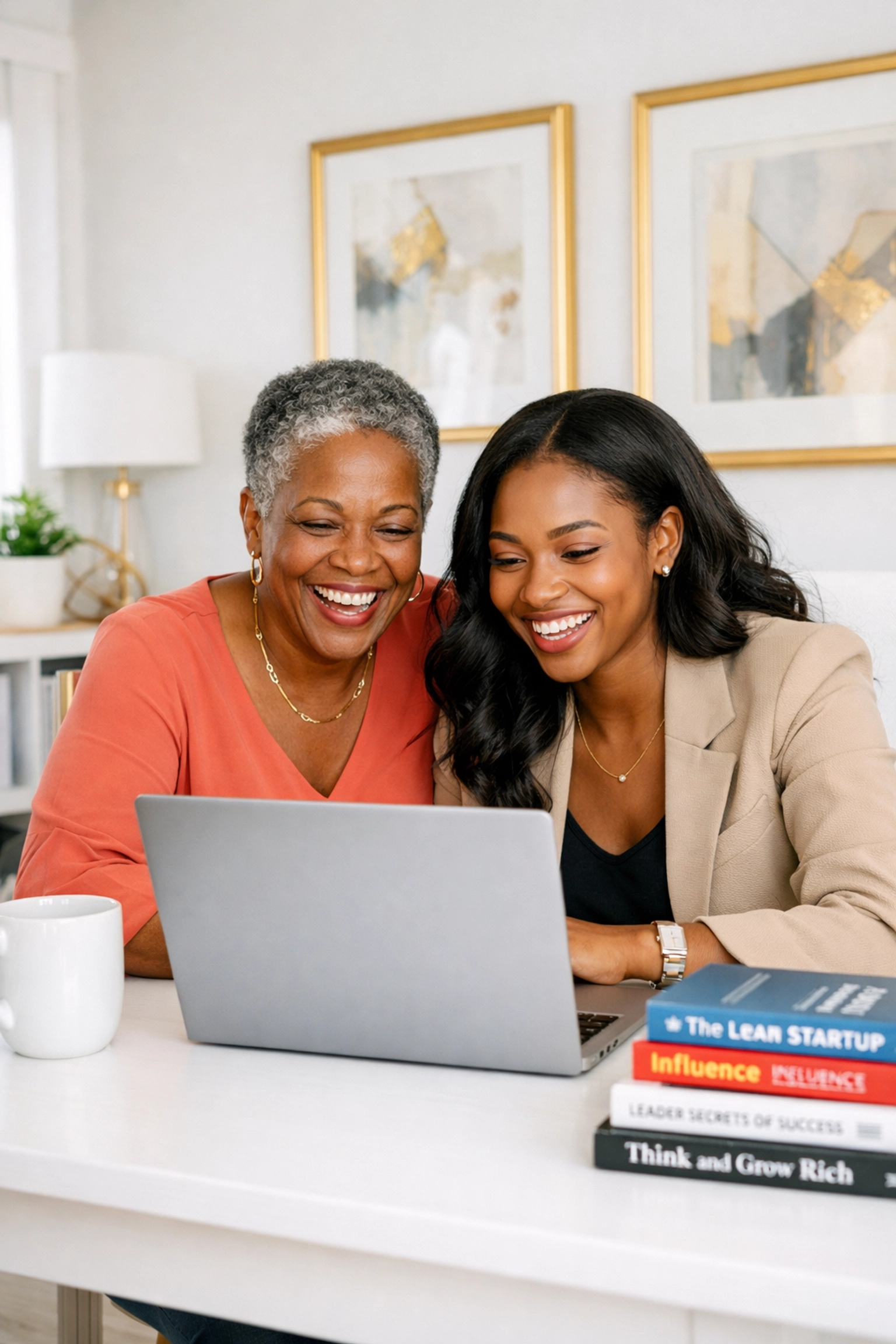 Why Sonny’s Black People of Interest Will Change the Way You Support Black-Owned Businesses Two Black female entrepreneurs collaborating and sharing success in a bright, modern office.