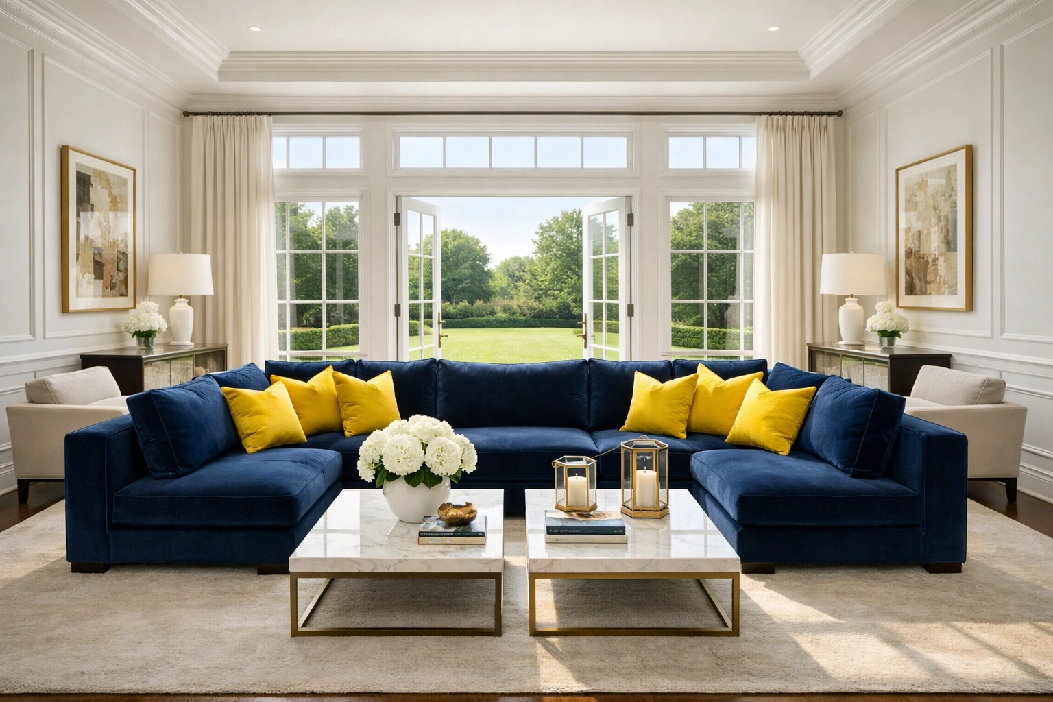 A spotless and organized luxury Dover living room after residential cleaning Massachusetts.