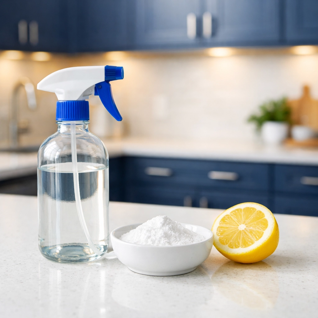 Eco-friendly carpet cleaning ingredients like baking soda and vinegar for removing boot print stains.