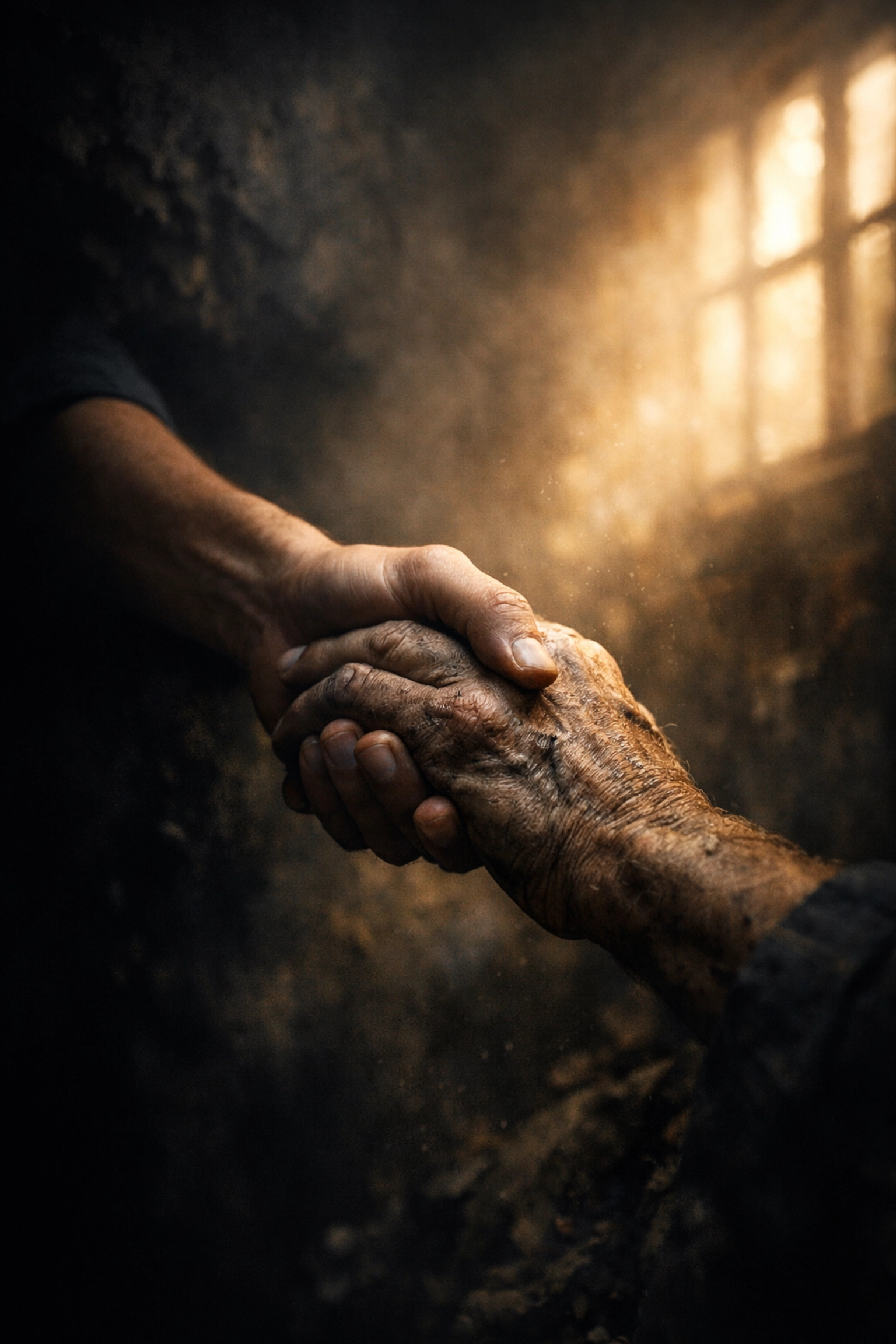 Supportive hands reaching out to offer hope in a christian recovery ministry for addiction.