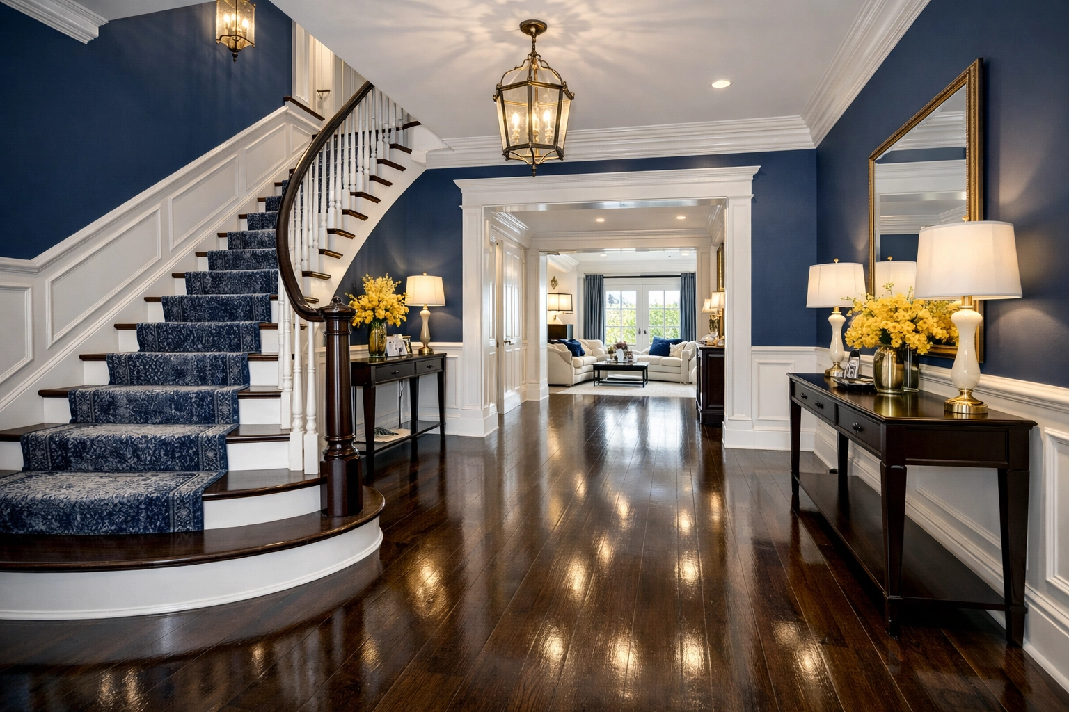 Pristine hallway with polished floors following a deep cleaning service in Leominster MA.