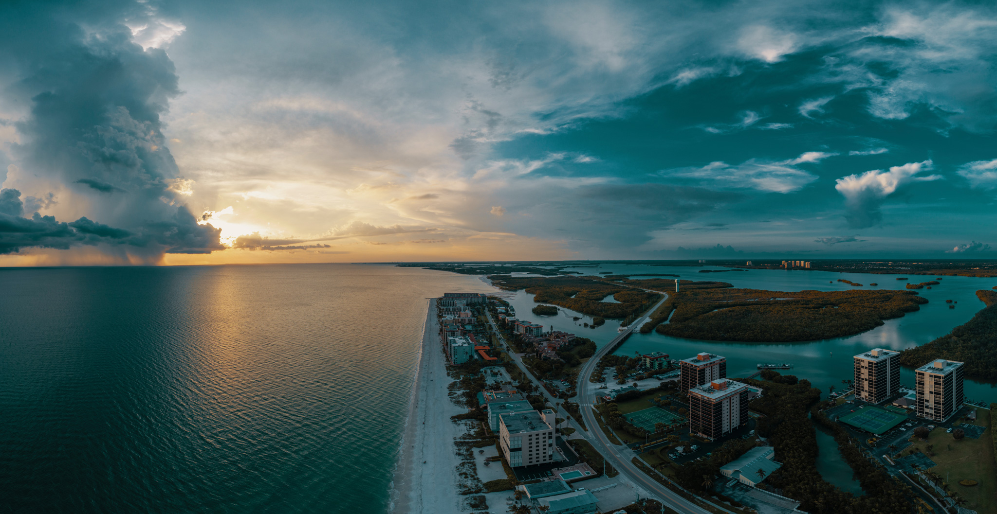 Aerial View of Coastal Urban Development