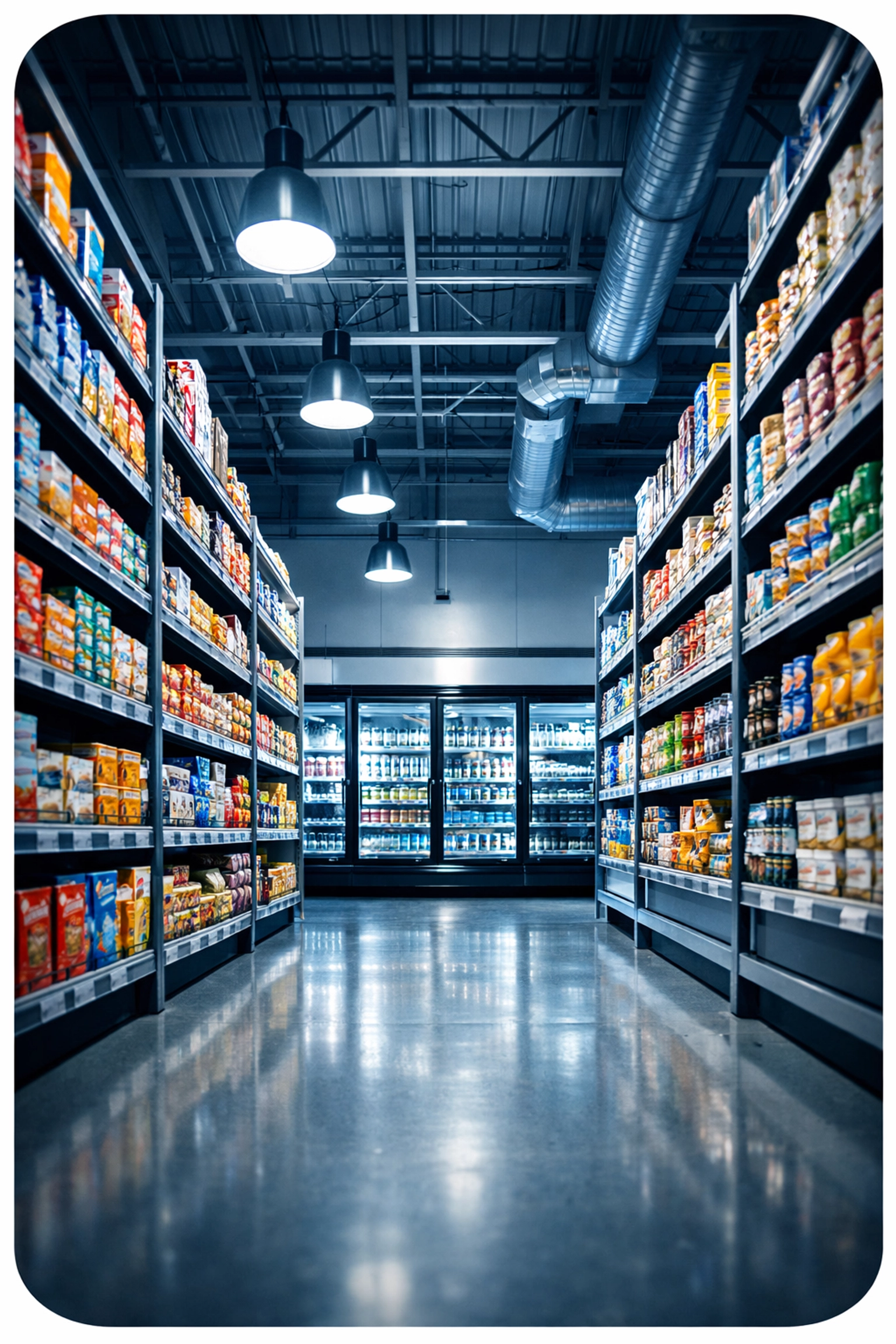 Cape Town supermarket interior with metal shelving and refrigerators that block WiFi signals