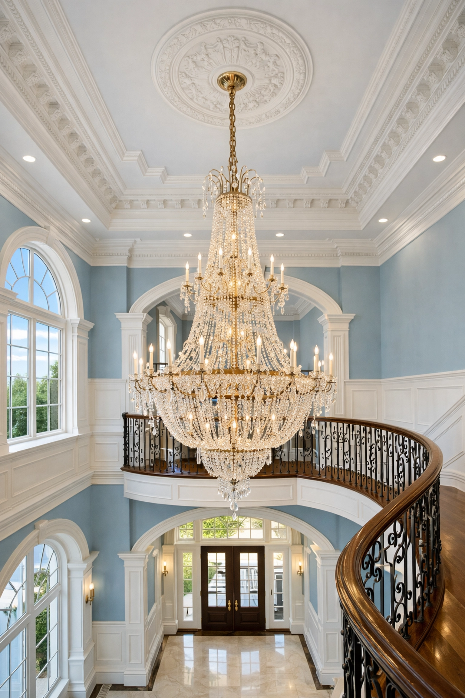 Grand Weston estate foyer cleaned using professional Weston Cleaning Secrets for high ceilings.