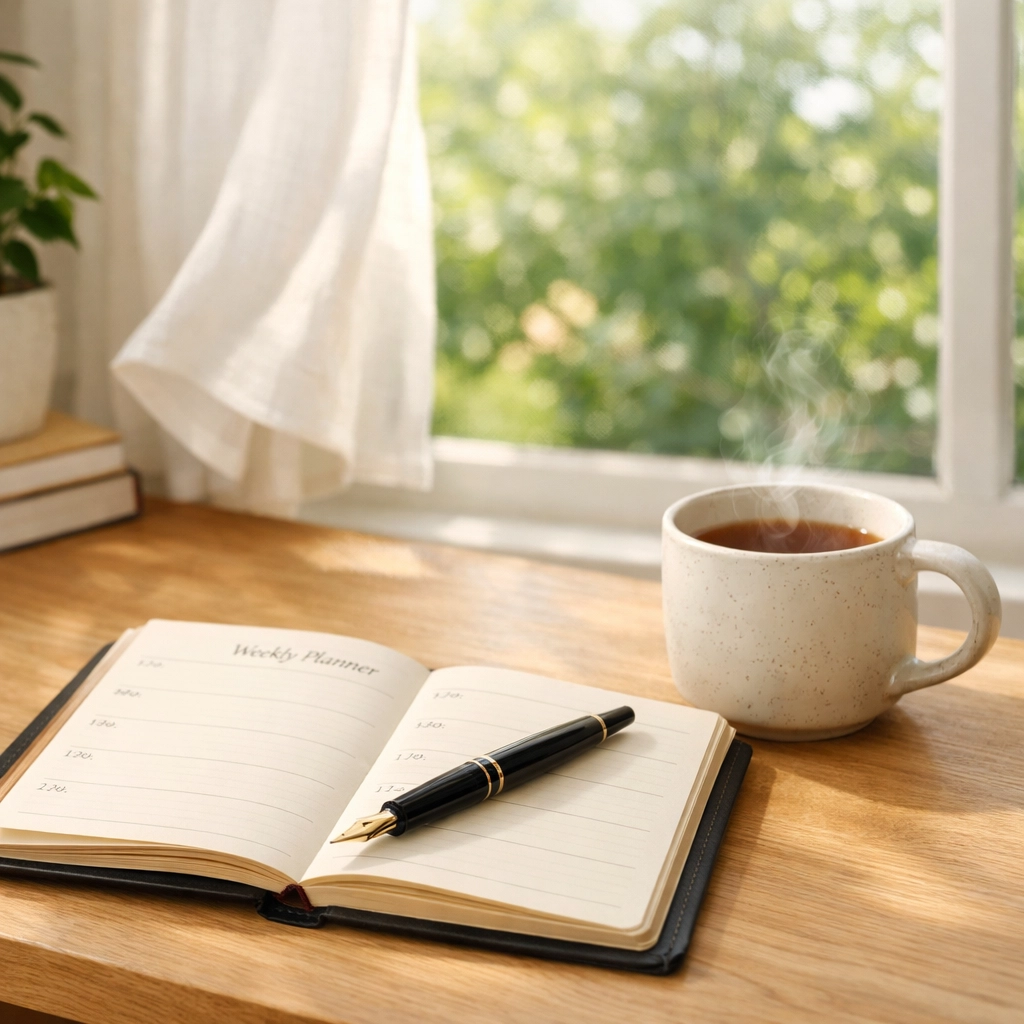 Landlord workspace with a planner and pen, representing preparation for the Renters’ Rights Act 2026 deadlines.