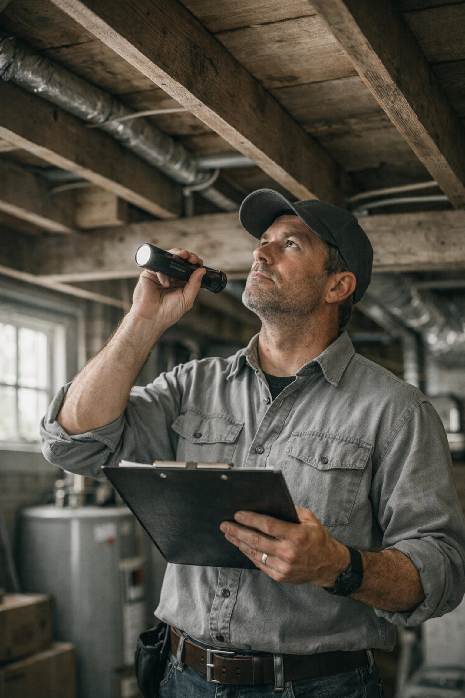 Home inspector conducting inspection during Melrose home selling process