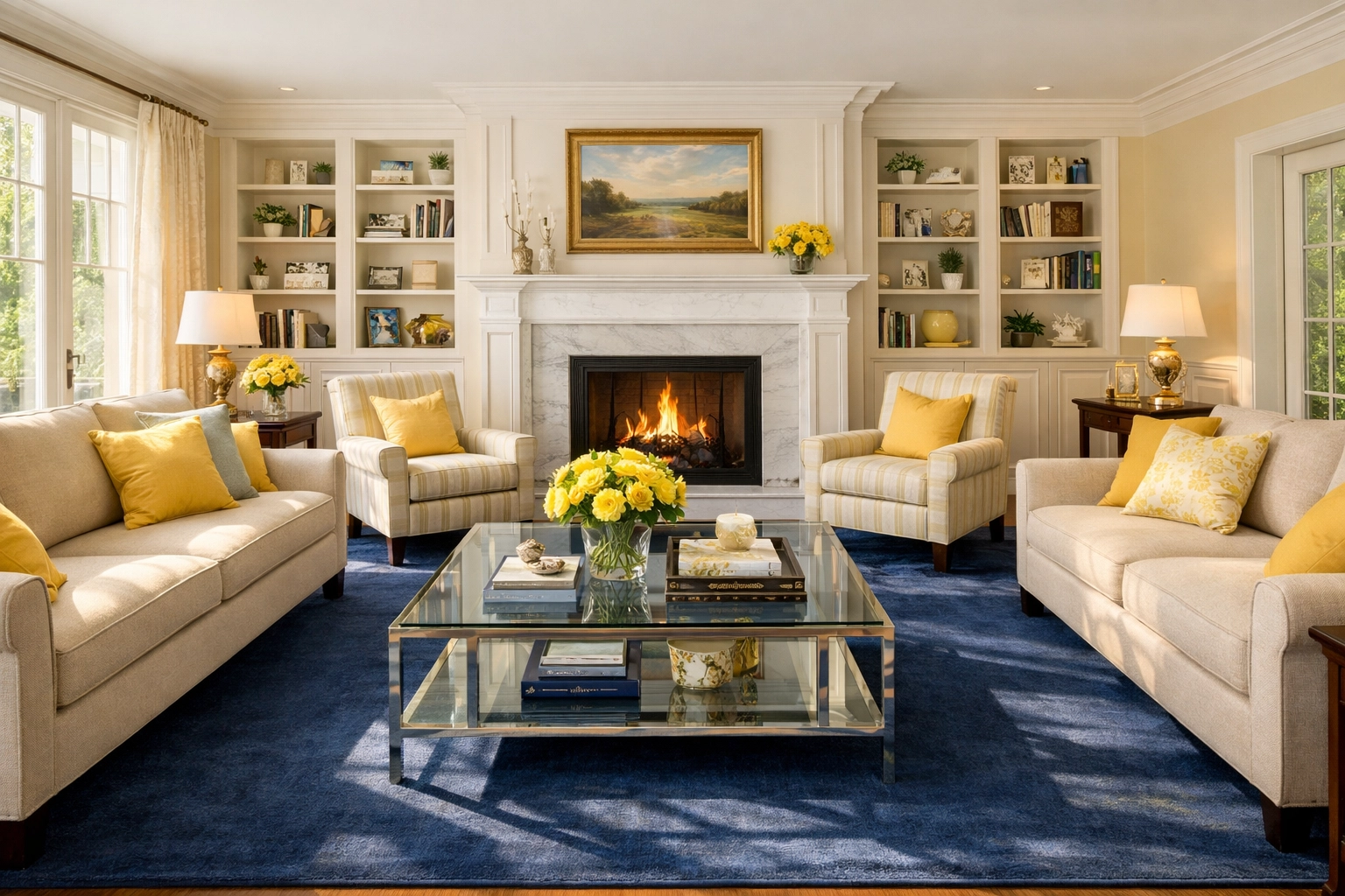 Spotless family living room in Lowell MA after a professional deep cleaning for a stress-free lifestyle.