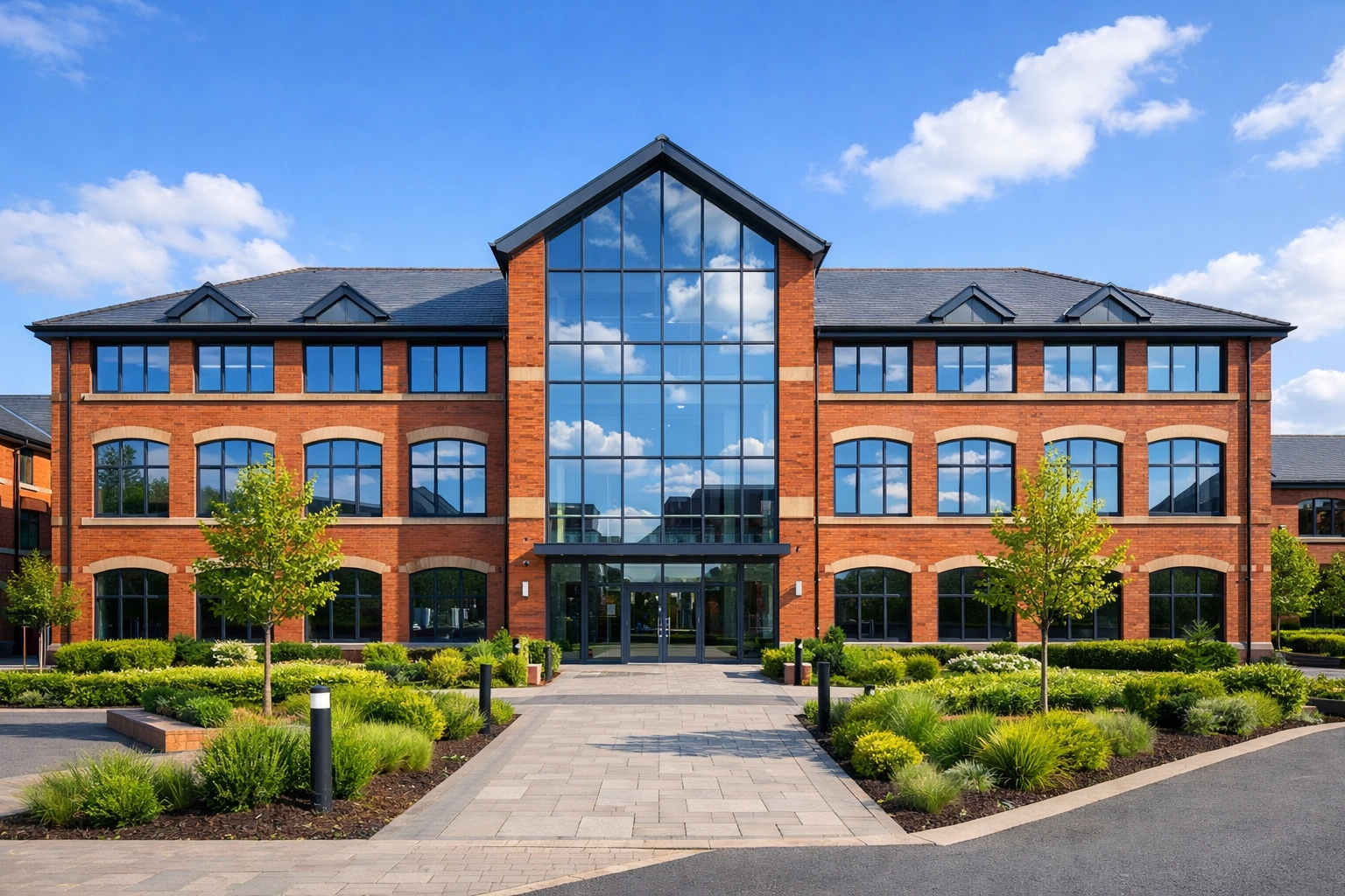 A modern brick office building representing the new Live Solar North West location.