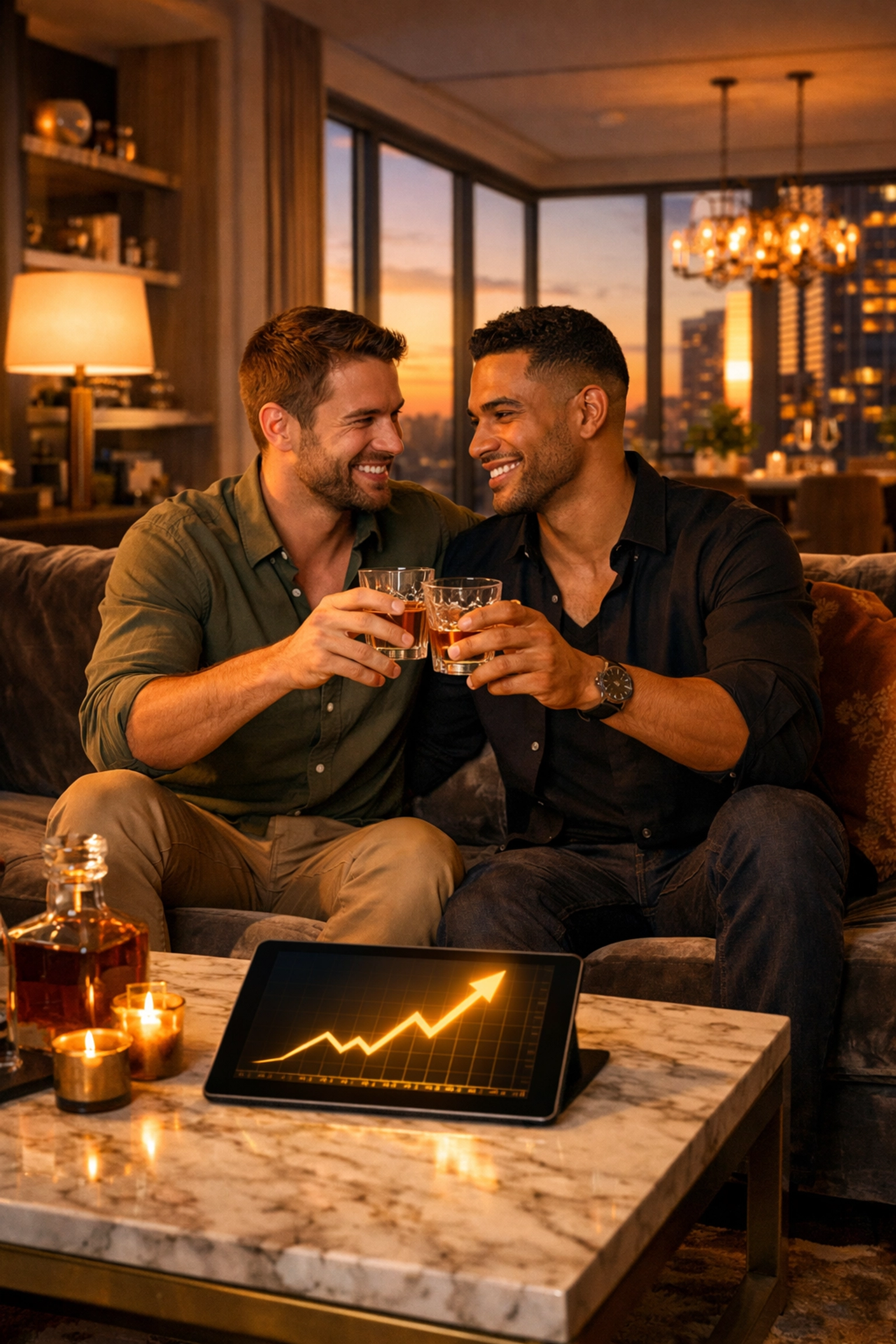 Indie gay authors celebrating 96% royalties and financial success from their books.
