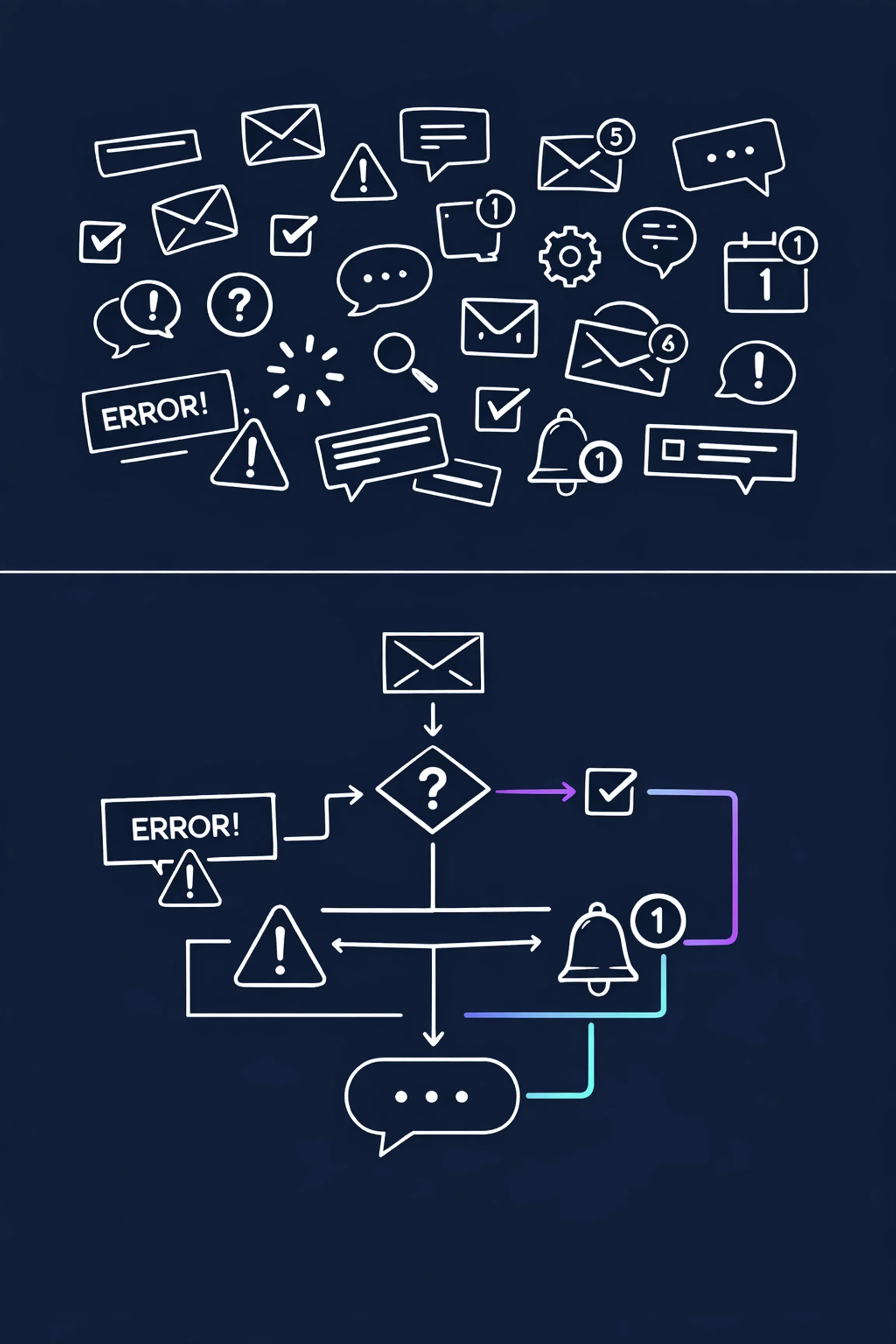 The contrast between chaotic information and AI-powered clarity