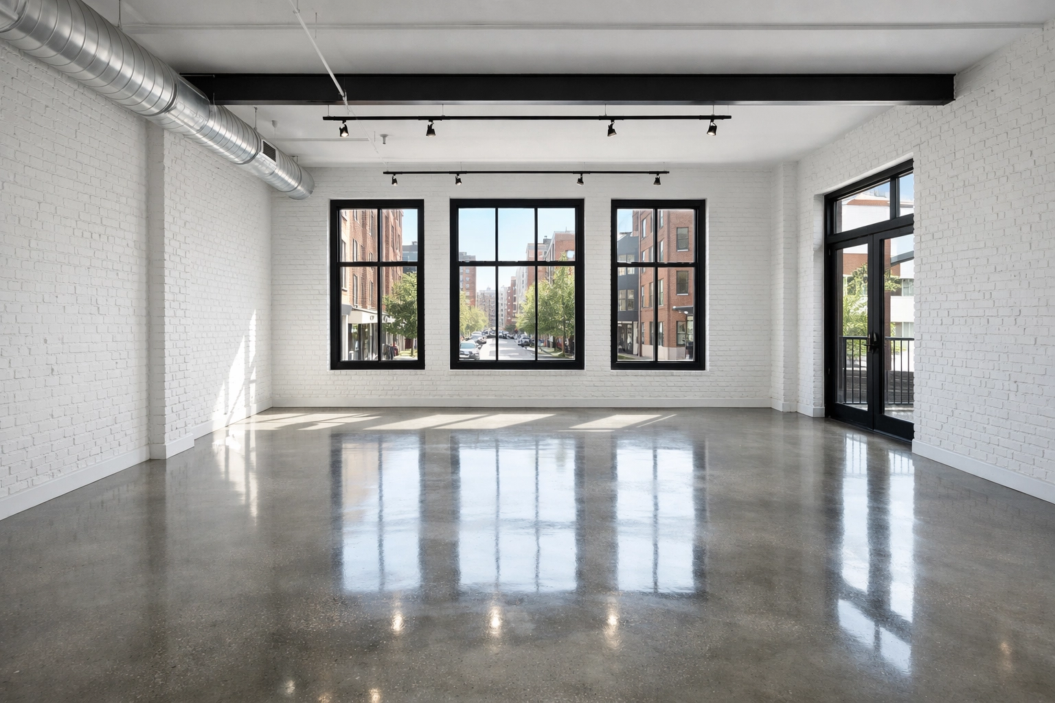 Cleaned industrial loft in Indianapolis with exposed brick, reflecting high-authority metropolitan standards.