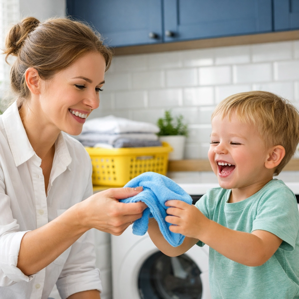 Mother and child cleaning safely in a healthy Leominster home using professional residential cleaning tips.