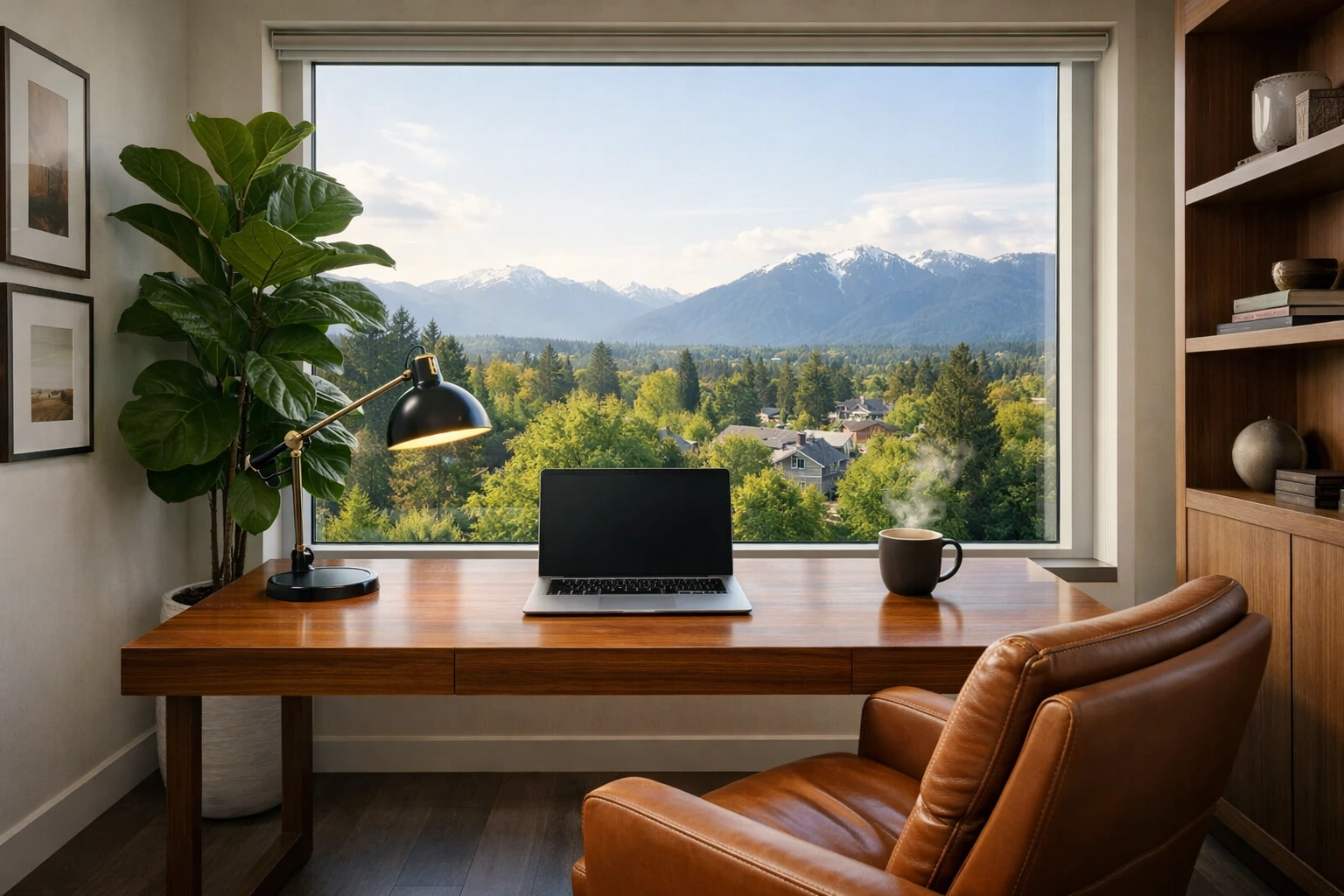 Modern dedicated workspace in a Vancouver Airbnb, ideal for business travelers and remote work.