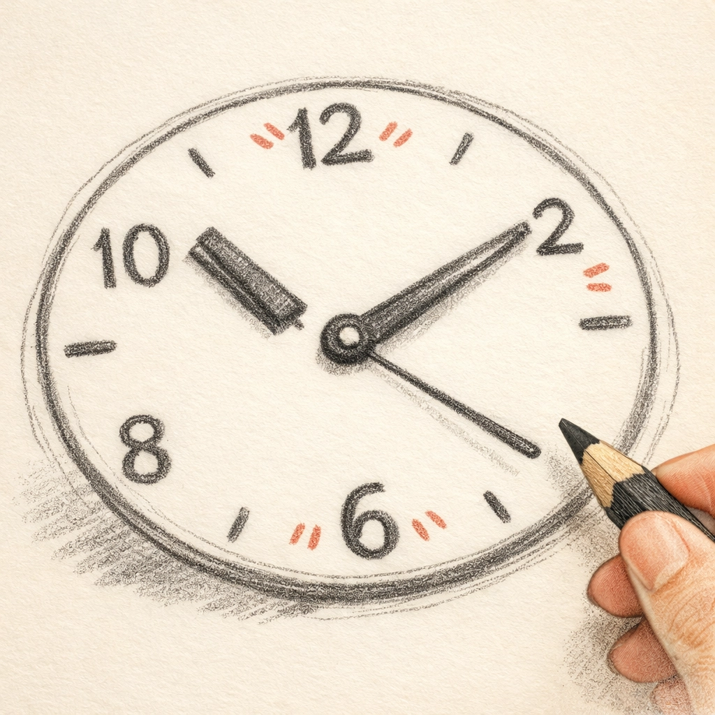 Clock drawing test for dementia screening showing hand drawing clock face on paper