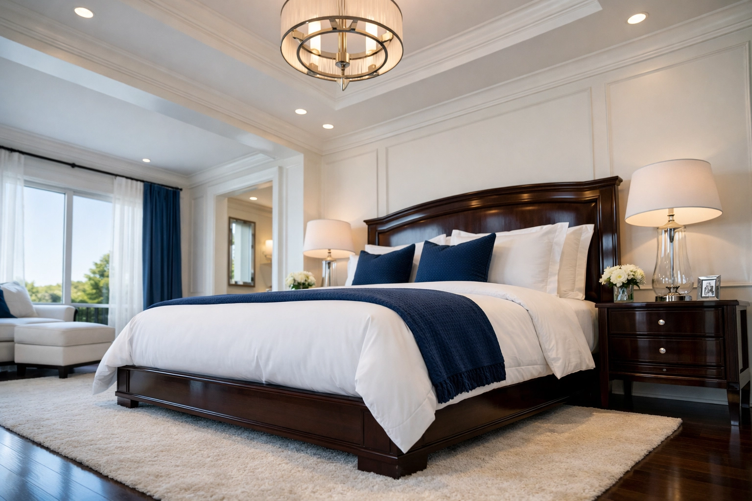 A clean bedroom sanctuary maintained by reliable and recurring cleaning services near me.