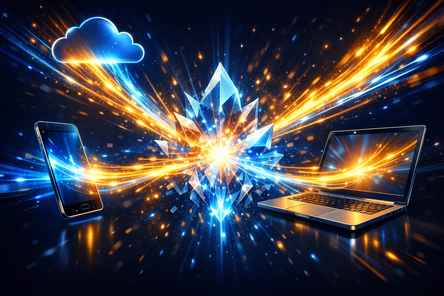 Digital data streams connecting devices to a central hub for integrated PPC automation.