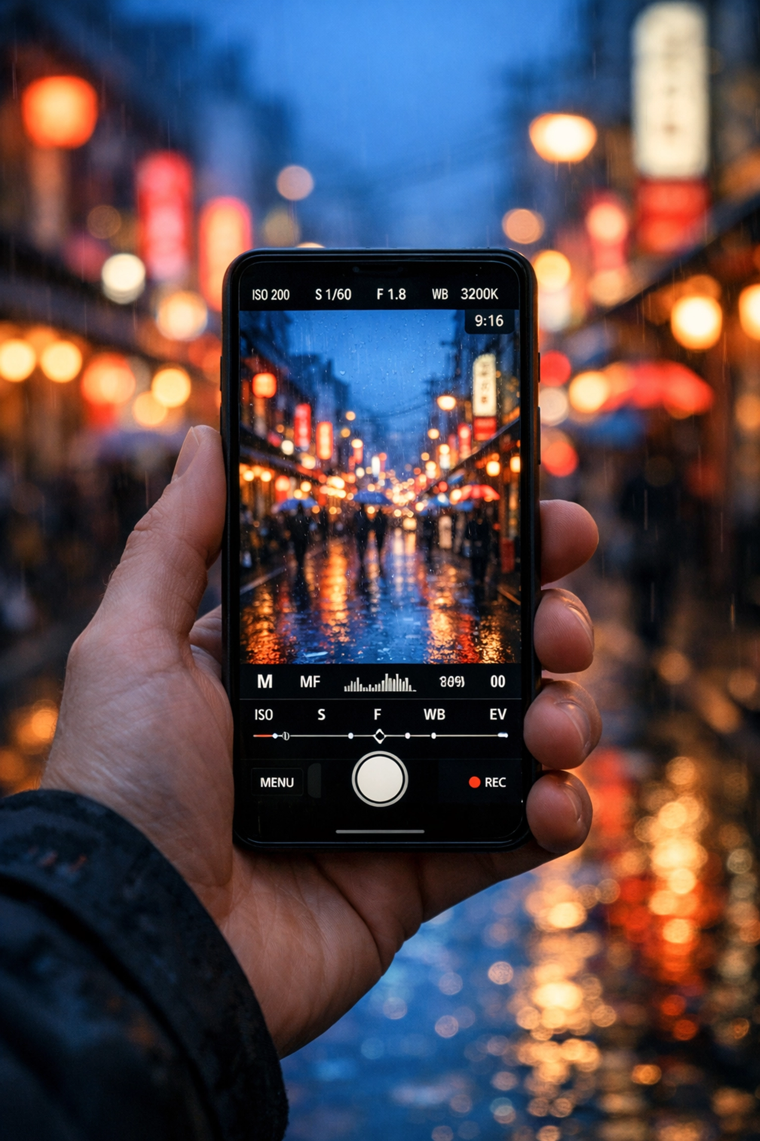 Taking a vertical urban photo on a smartphone to match current mobile-first photography news trends.
