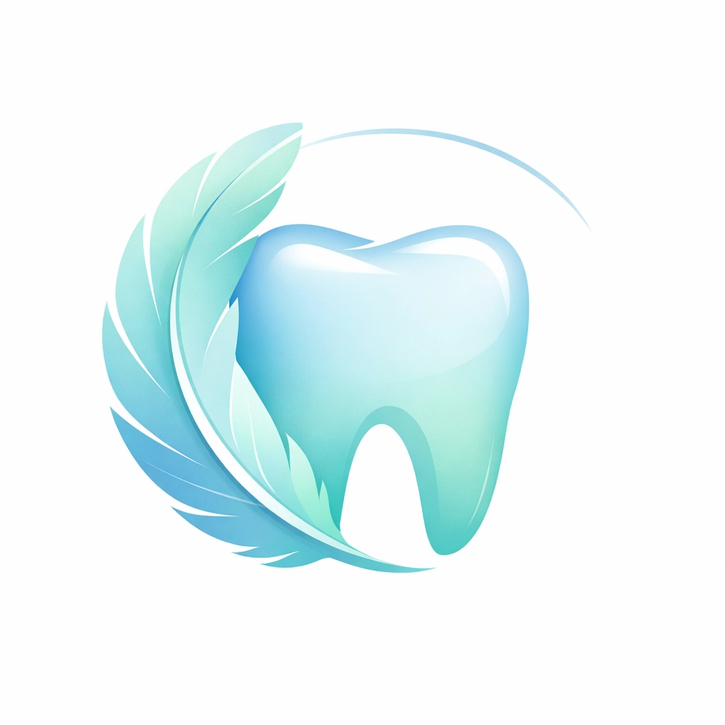 Gentle dental care illustration with a feather and tooth icon for anxious emergency patients.