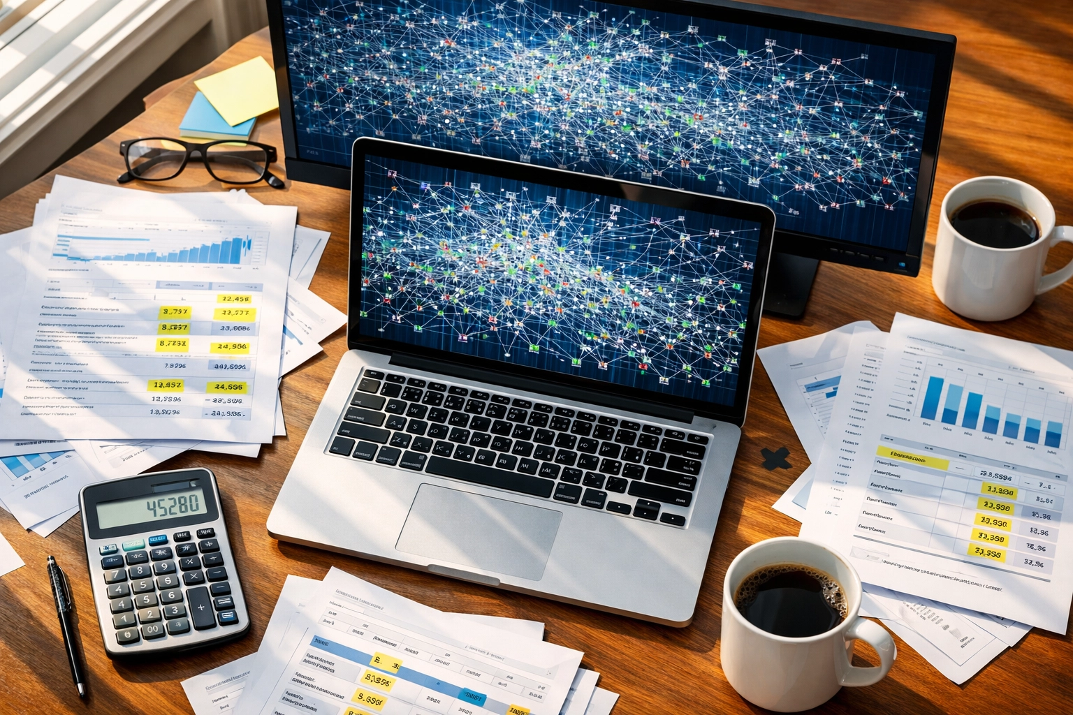 IT workspace analyzing ServiceNow ITOM network topology with thousands of discovered nodes