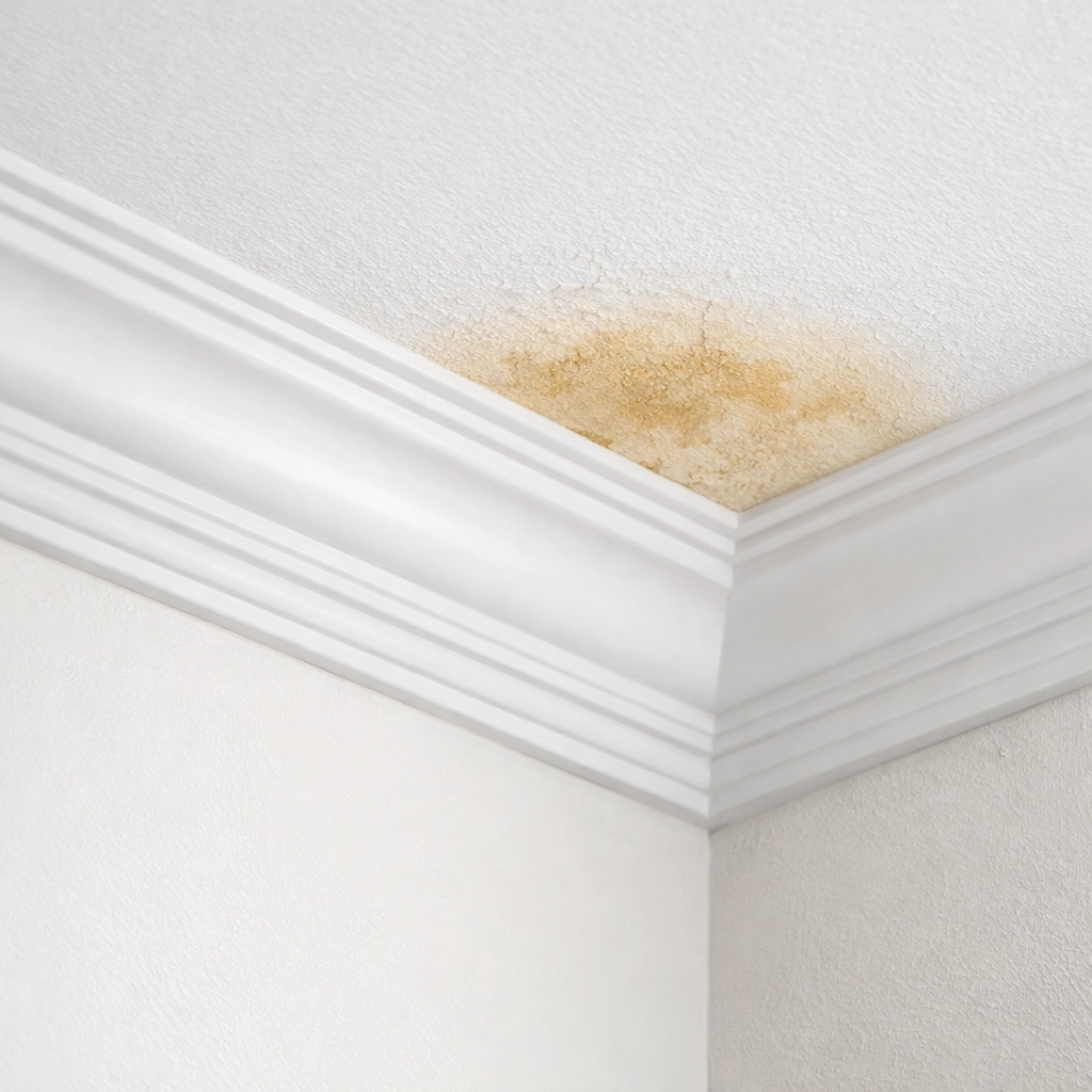 Water stain on ceiling from a roof leak requiring professional roof inspection in Mesa AZ.