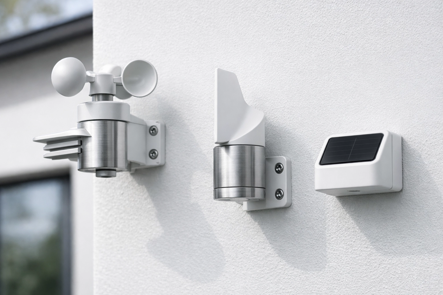 Wettersensoren und Windmesser für automatische Steuerung von Sonnenschutzsystemen