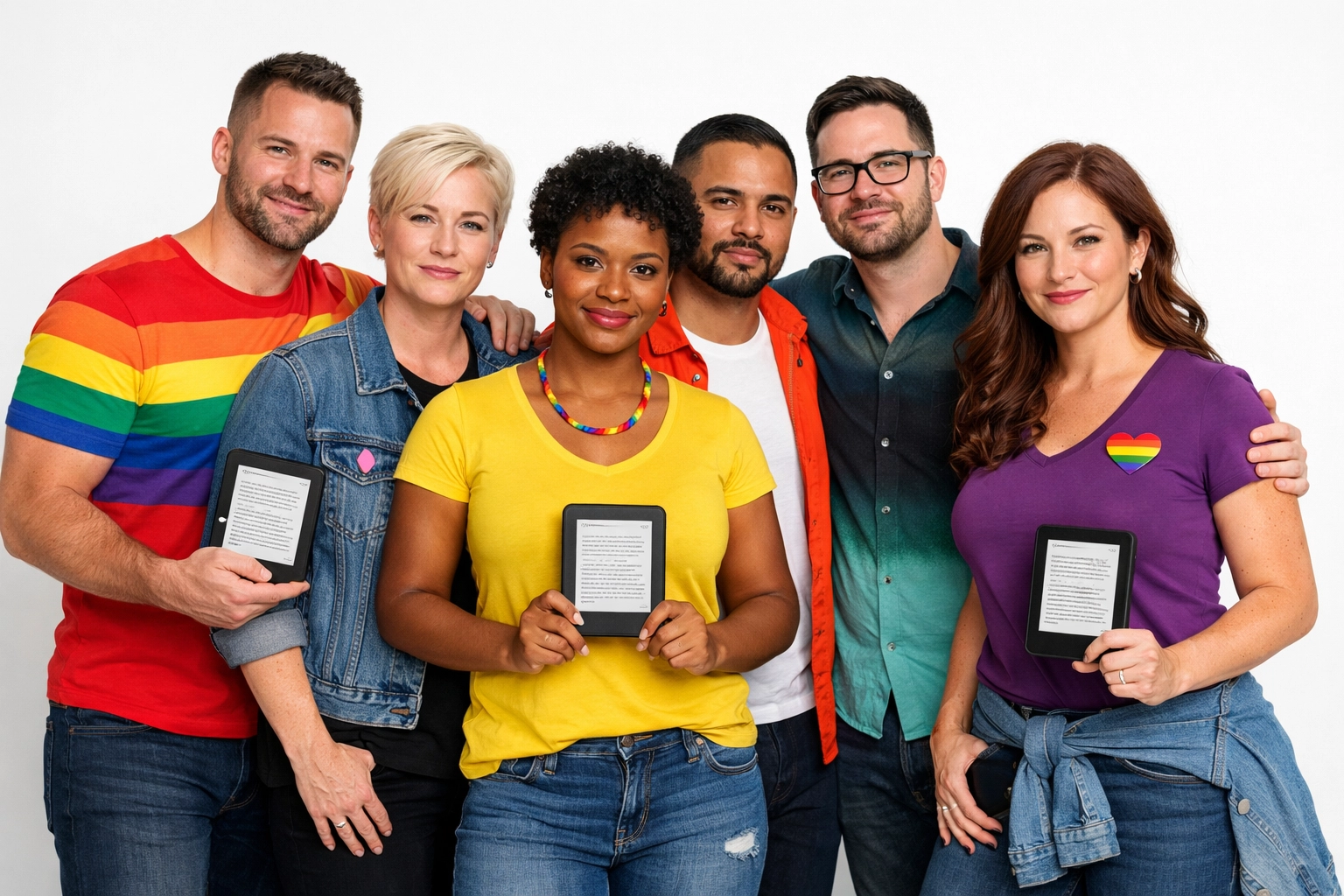 A diverse group of confident LGBTQ+ creators and authors building a strong queer book community.