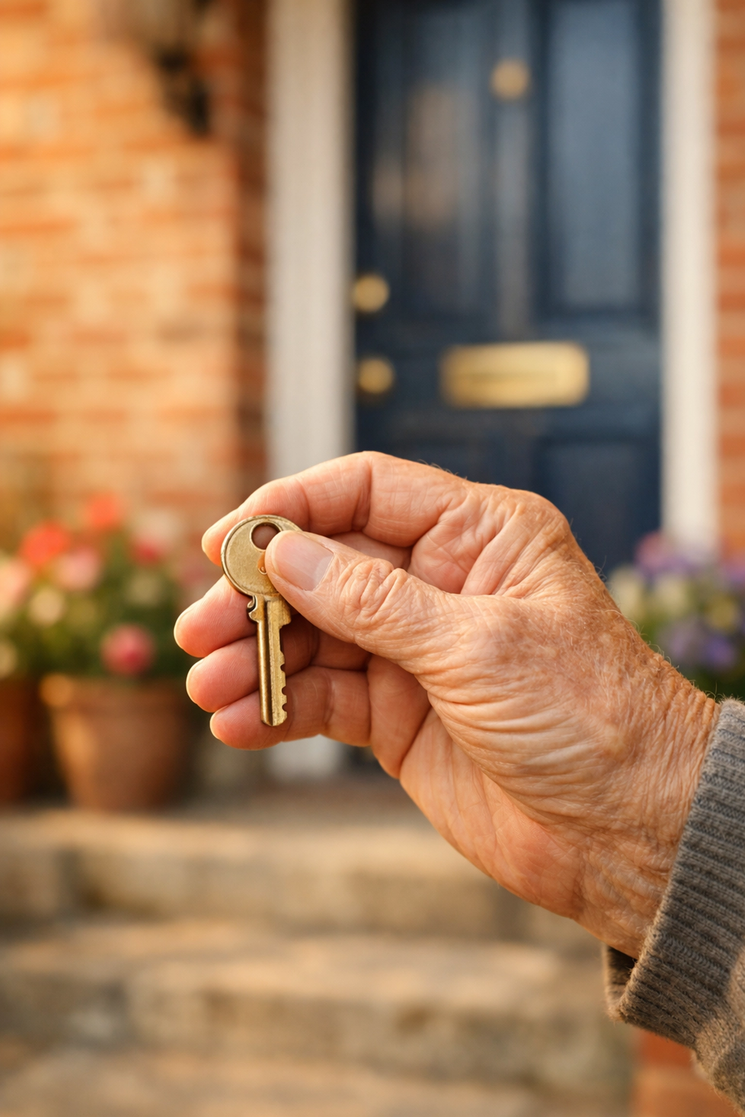 An older person holding a front door key, highlighting independence with home care services in Southampton.