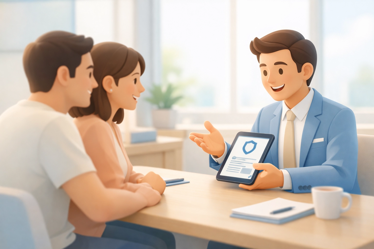 Independent insurance agent helping Pennsylvania couple compare auto insurance rates and coverage