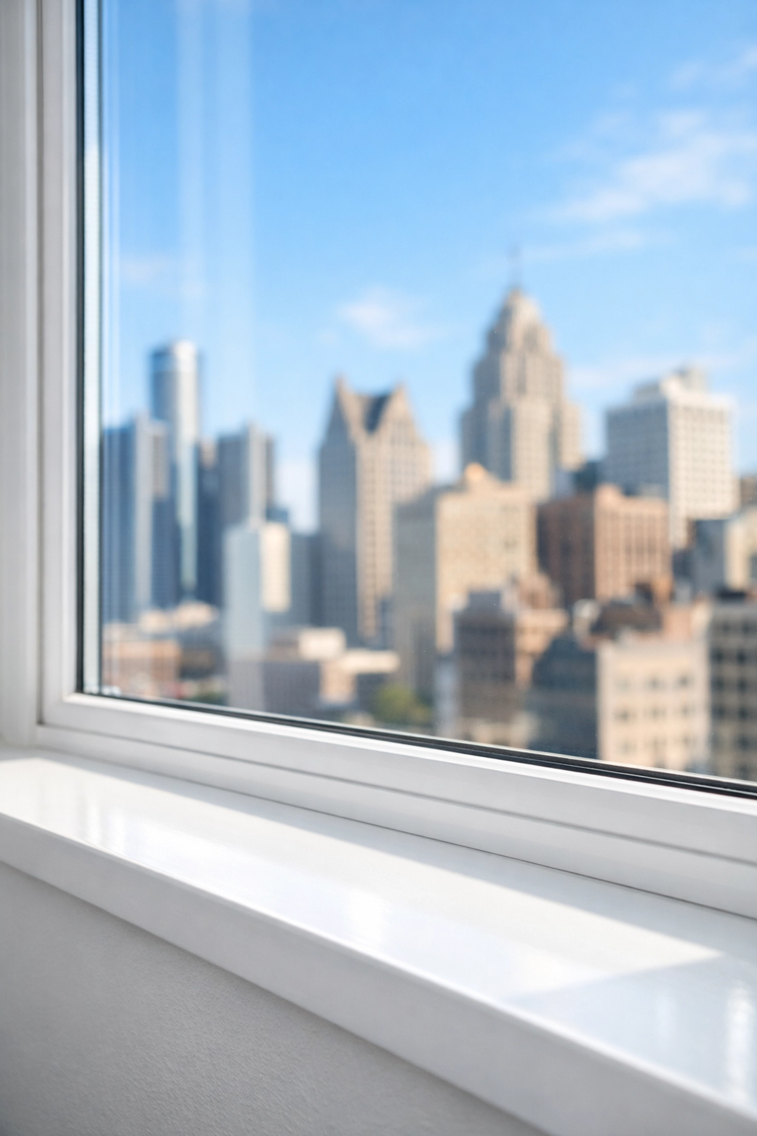 Immaculate Detroit loft window showing high-standard attention to detail in deep cleaning services.