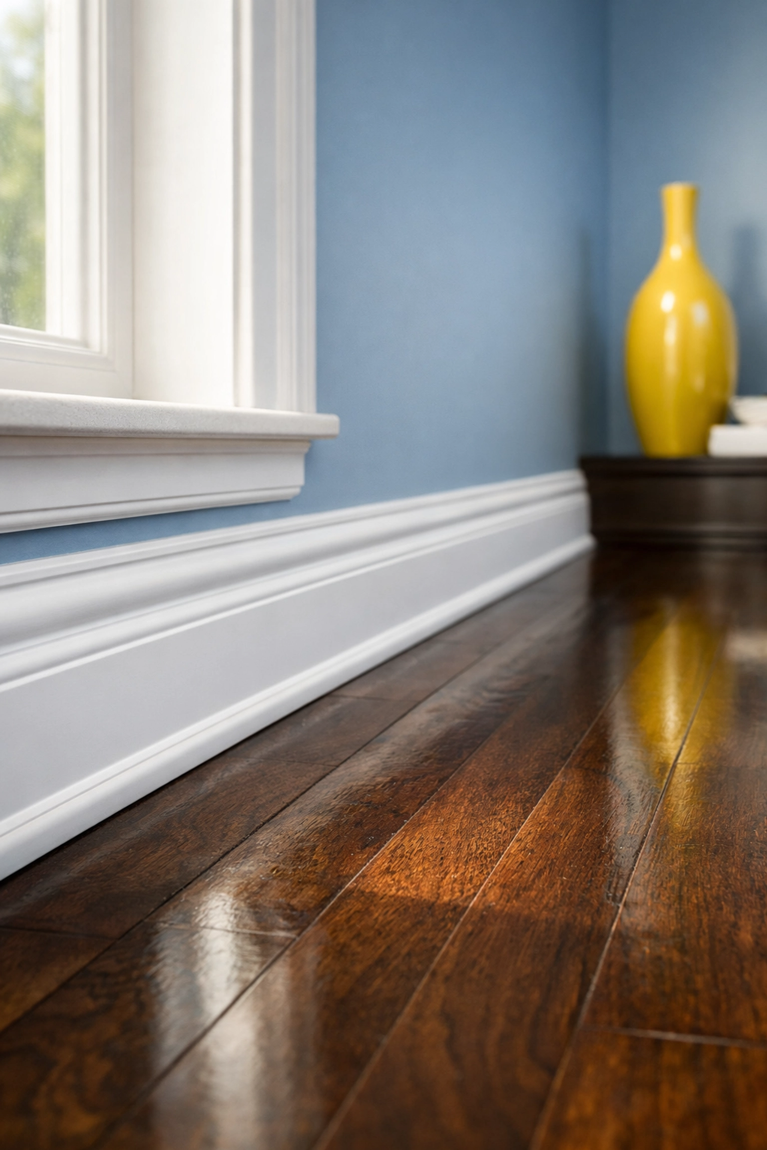 Dust-free white baseboards and polished wood floors from a move-out cleaning Cambridge provider.