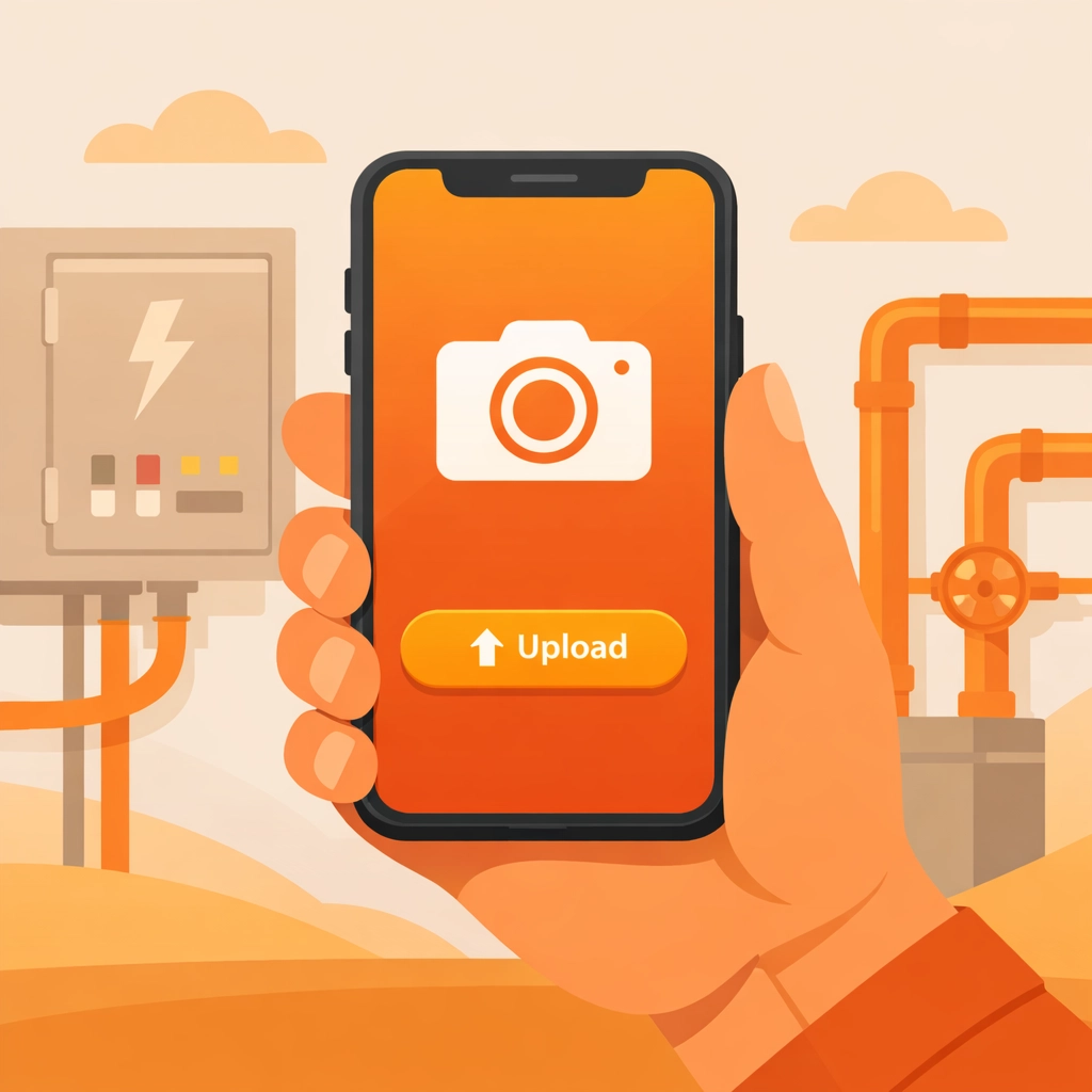 A simple contractor photo app interface for easy construction photo documentation on-site.